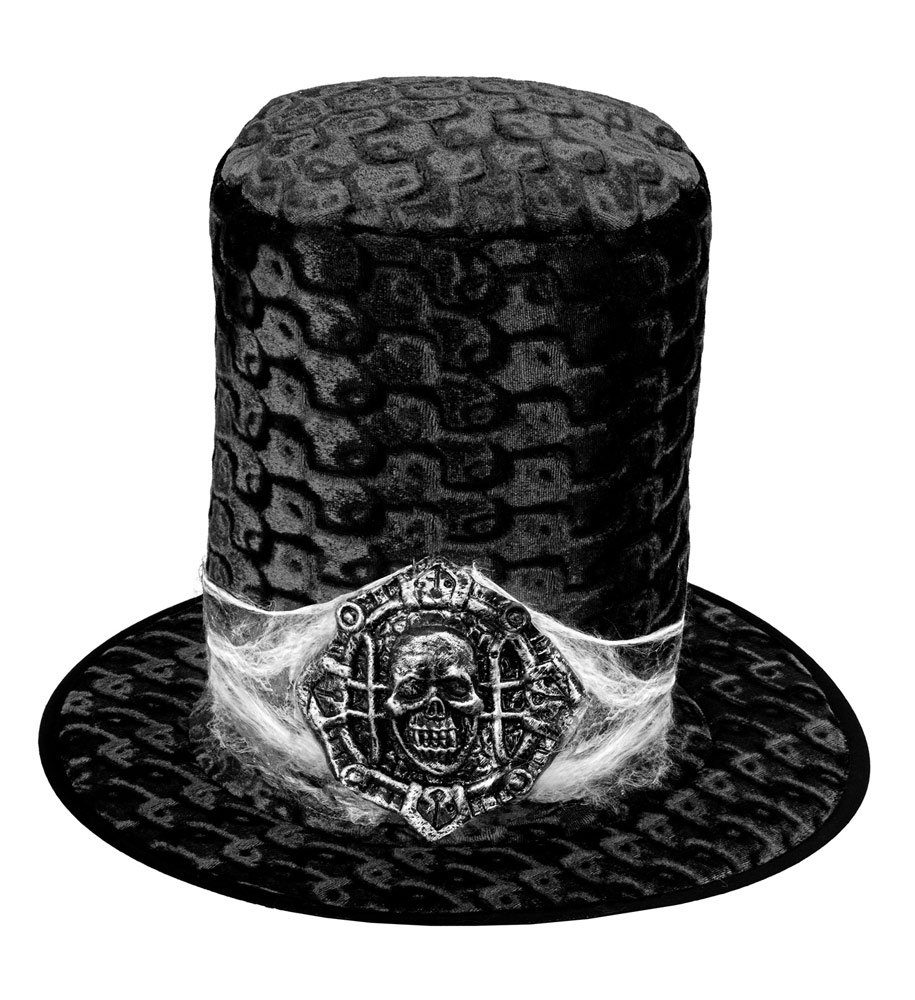 Widmann S.r.l. Kostüm Gothic Samt Zylinder mit Totenkopf Medaillon - Sch