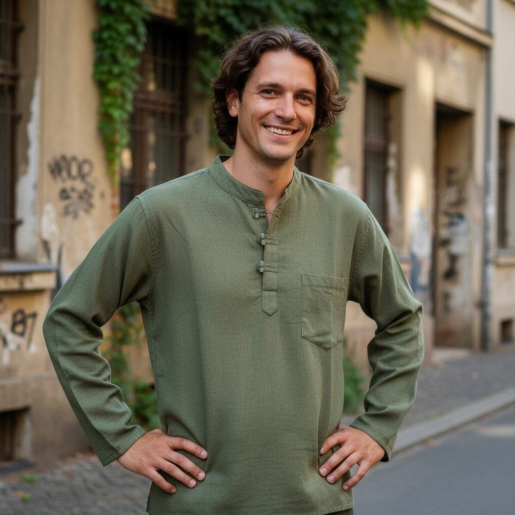 Guru-Shop Hemd & Shirt Nepal Fischerhemd, Goa Hippie Hemd, Yogahemd,.. alte günstig online kaufen