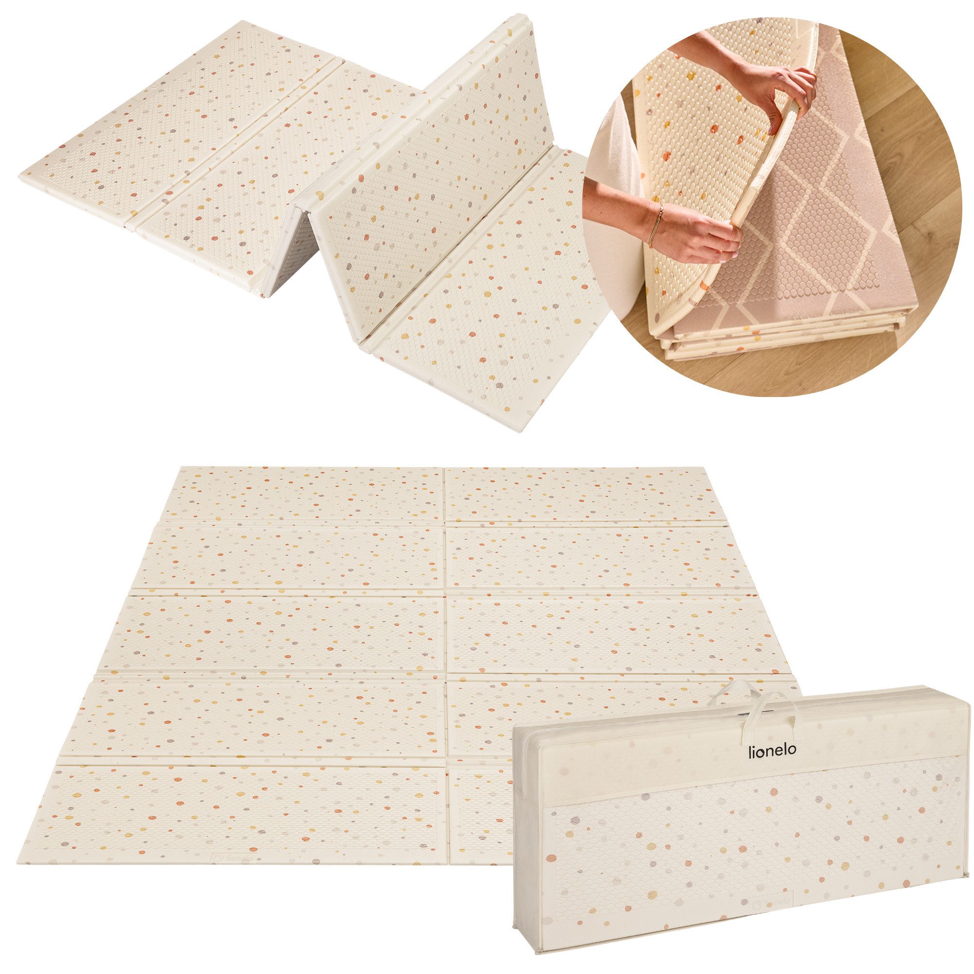 lionelo Spielmatte ZORA (Set, Set), Faltbar/beidseitig/geruchsneutral/XPE/1,5 cm dick/antirutsch