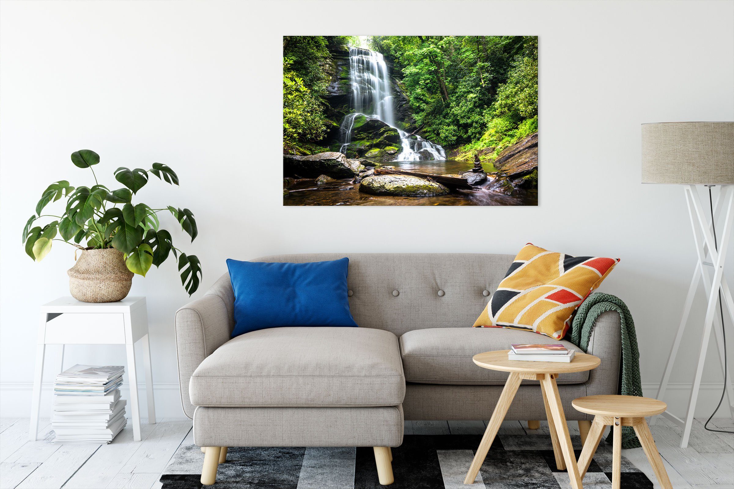 Pixxprint Leinwandbild Wasserfall, Wasserfall (1 St), Leinwandbild fertig b günstig online kaufen