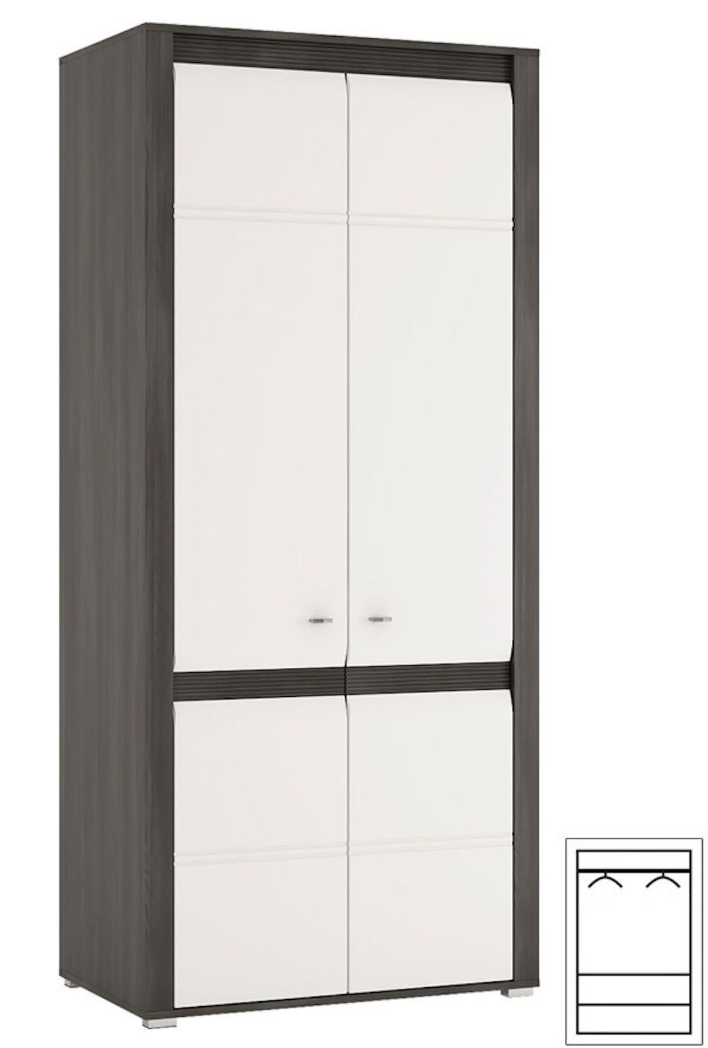 cm 1 (Set, / Feldmann-Wohnen 1 cm SEVILLA, 341,4 205 B/T/H: Kleiderschrank 1 42-58 + / 4-St., Hängeschrank), Wohnzimmer-Set + cm TV-Element + 1 Kommode