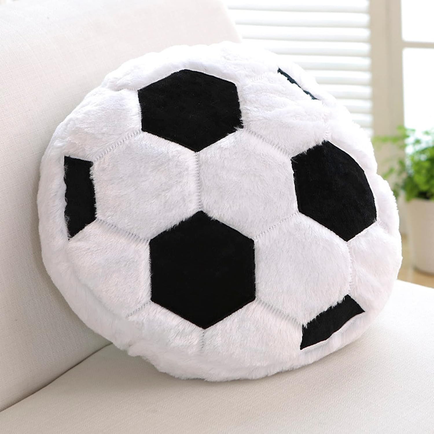 FELIXLEO Dekokissen FakeFace Fußball Plüschkissen 45x45cm weiches Sitzkissen