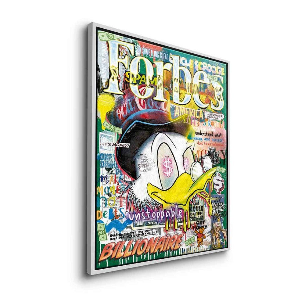 Dagobert Art Forbes Comic Rahmen Leinwandbild, collage Pop DOTCOMCANVAS Leinwandbild DOTCOMCANVAS® Duck silberner