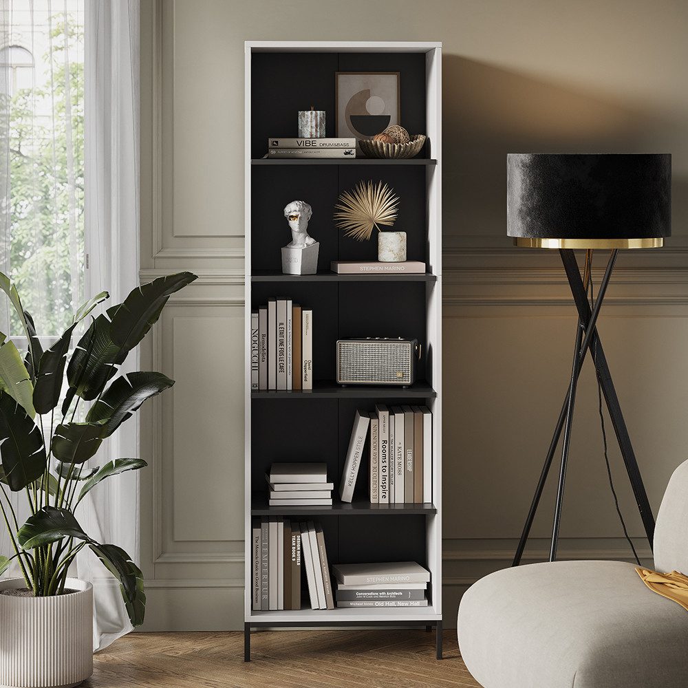Vicco Bücherregal Eliza, Weiß, 60 x 180 cm mit 5 Fächern