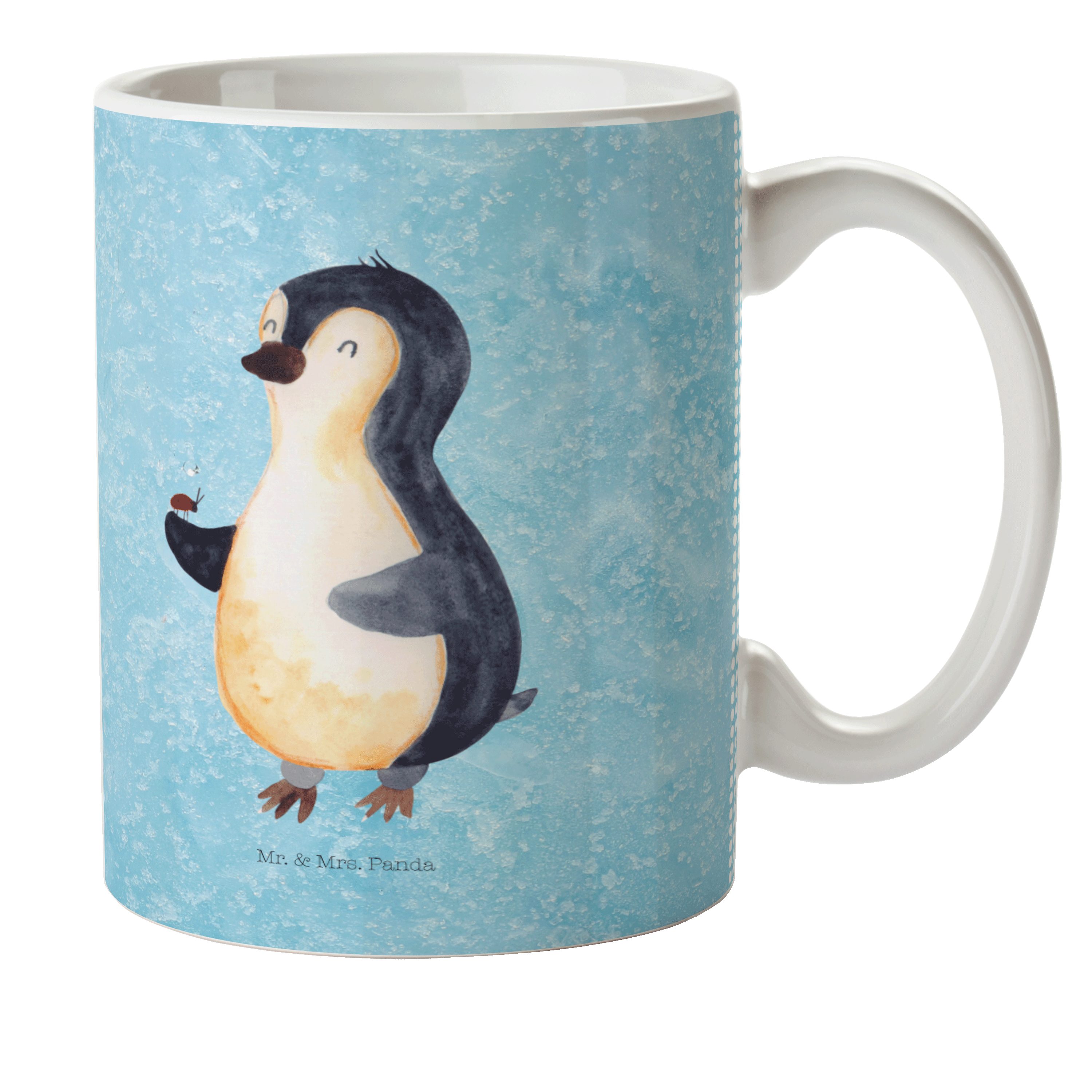 Mr. & Mrs. Panda Kinderbecher Pinguin Marienkäfer - Eisblau - Geschenk, Kindergarten, aufmerksam, R, Kunststoff