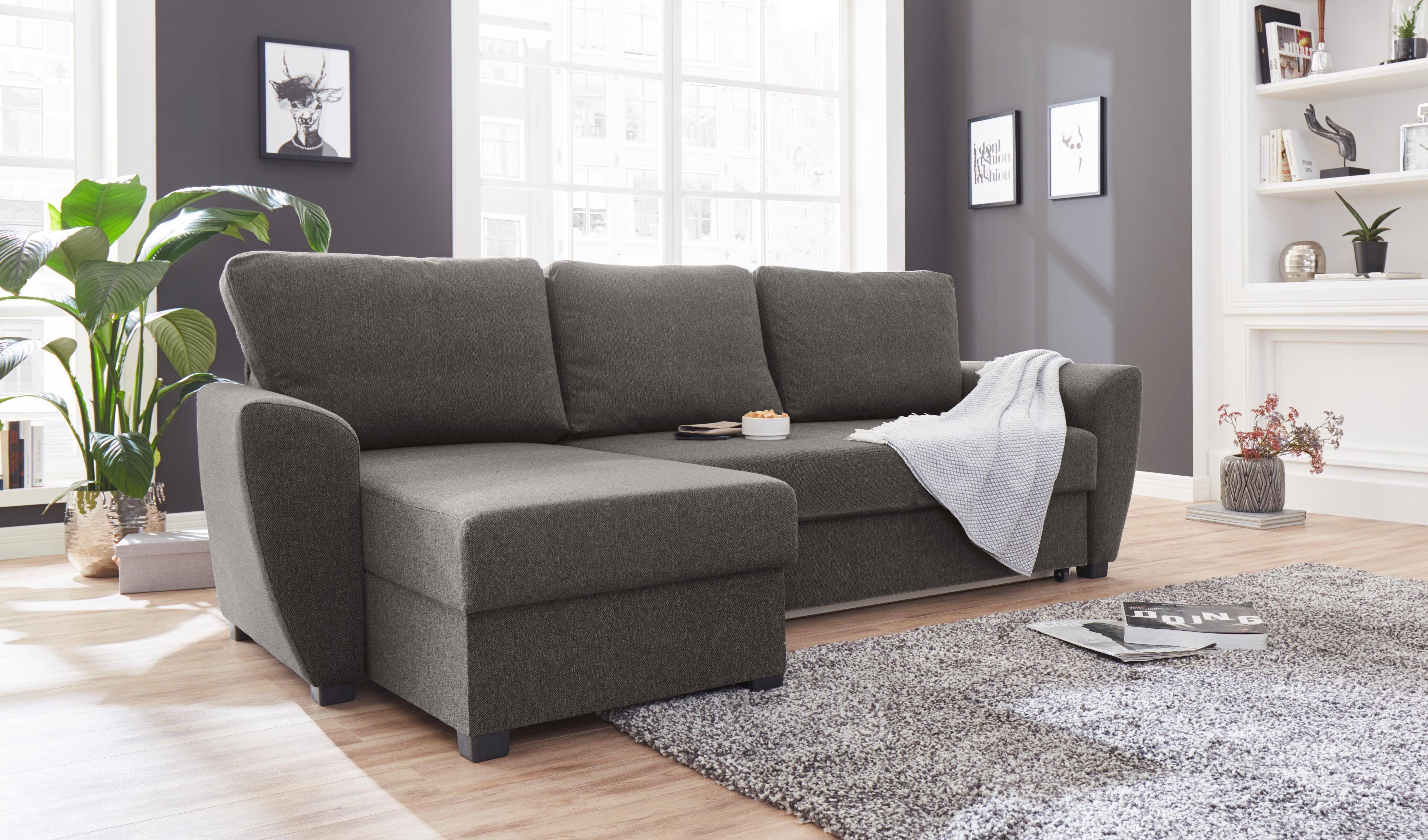 ATLANTIC home collection Ecksofa, inklusive Bettfunktion und Bettkasten