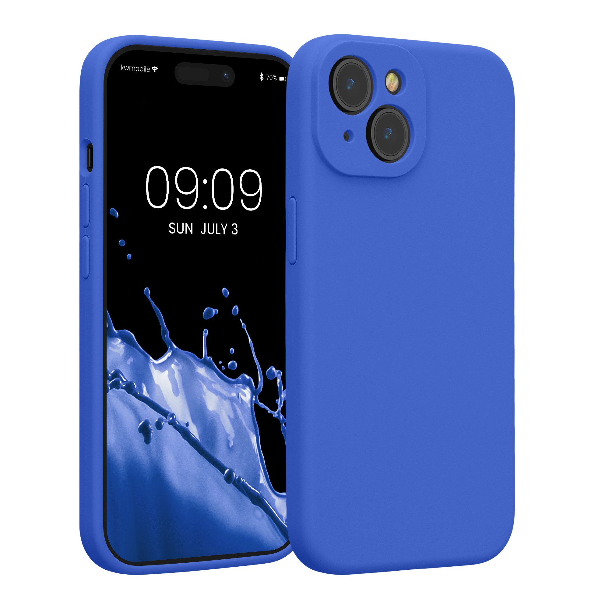 kwmobile Handyhülle Handyhülle für Apple iPhone 15 Hülle, Hülle Silikon gummiert - Handyhülle - Handy Case in Baltik Blau