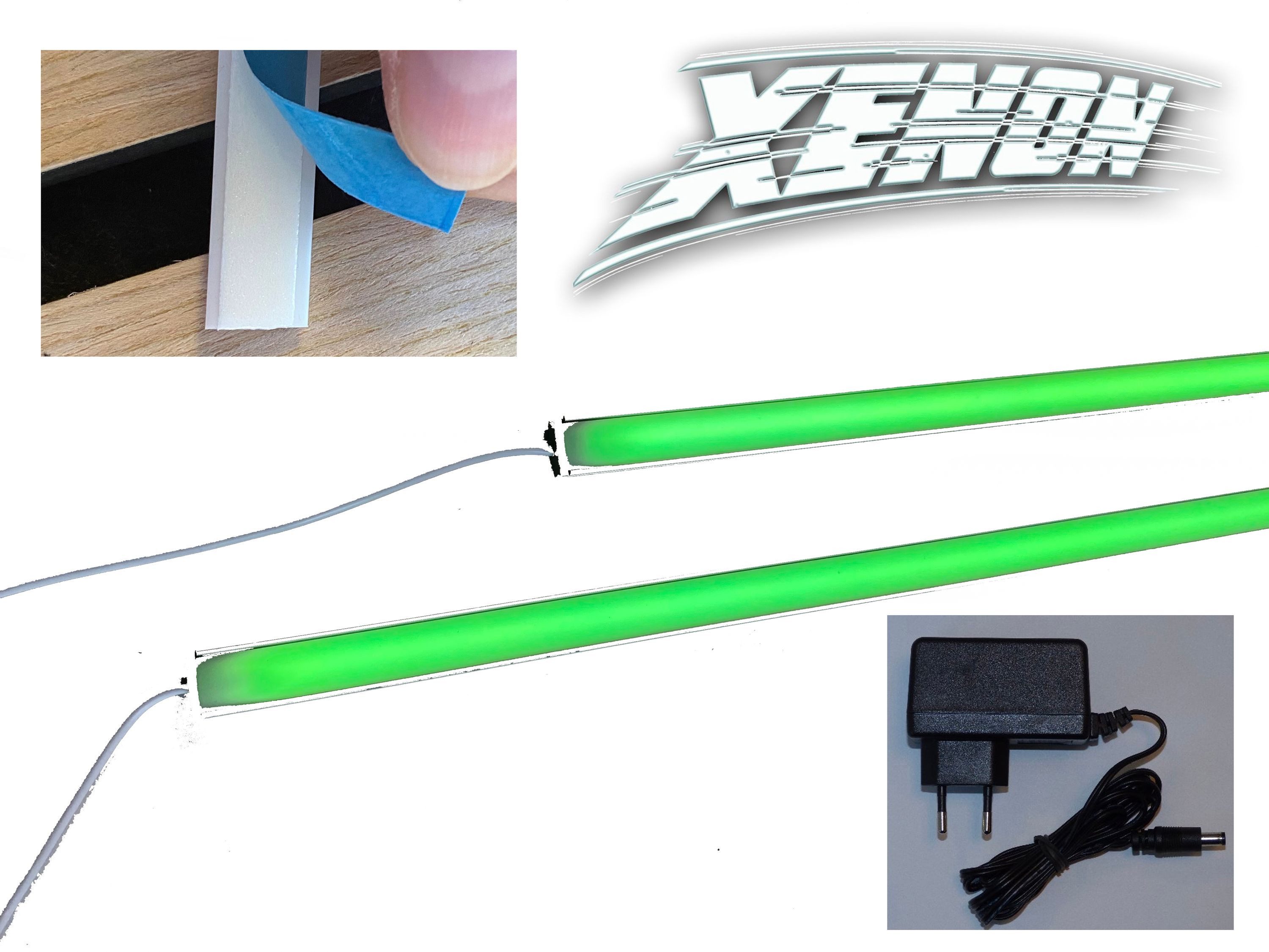 XENON LED Dekolicht 4797 LED RGB Leuchte Kunststoff-Weiß 2x 150cm 4-Zonen Fernbedienung, Xenon / Mehrfarbig RGB