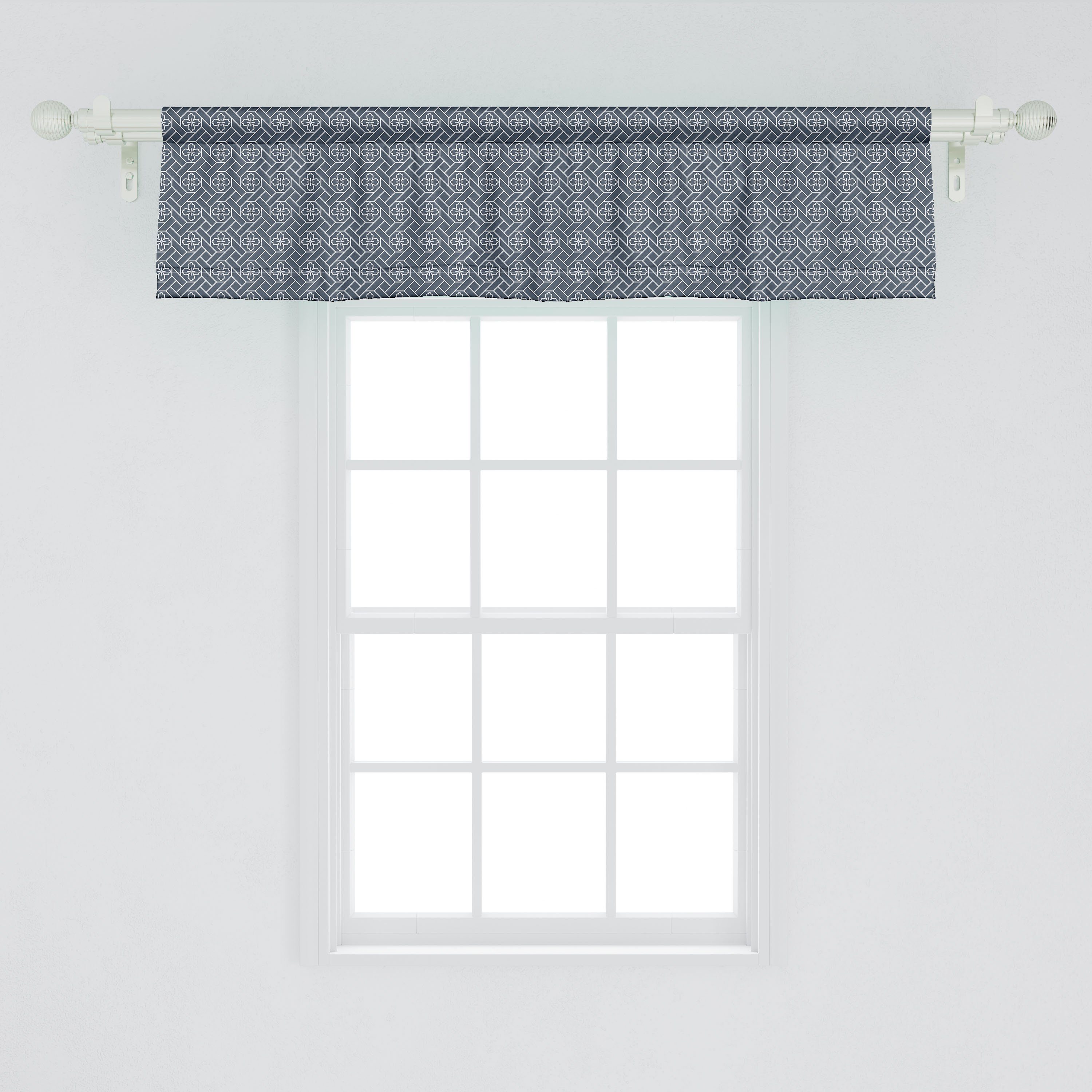 Küche Geometrische für mit Scheibengardine Dekor Vorhang Volant japanisch Microfaser, Abakuhaus, Stangentasche, Blumenmotiv Schlafzimmer