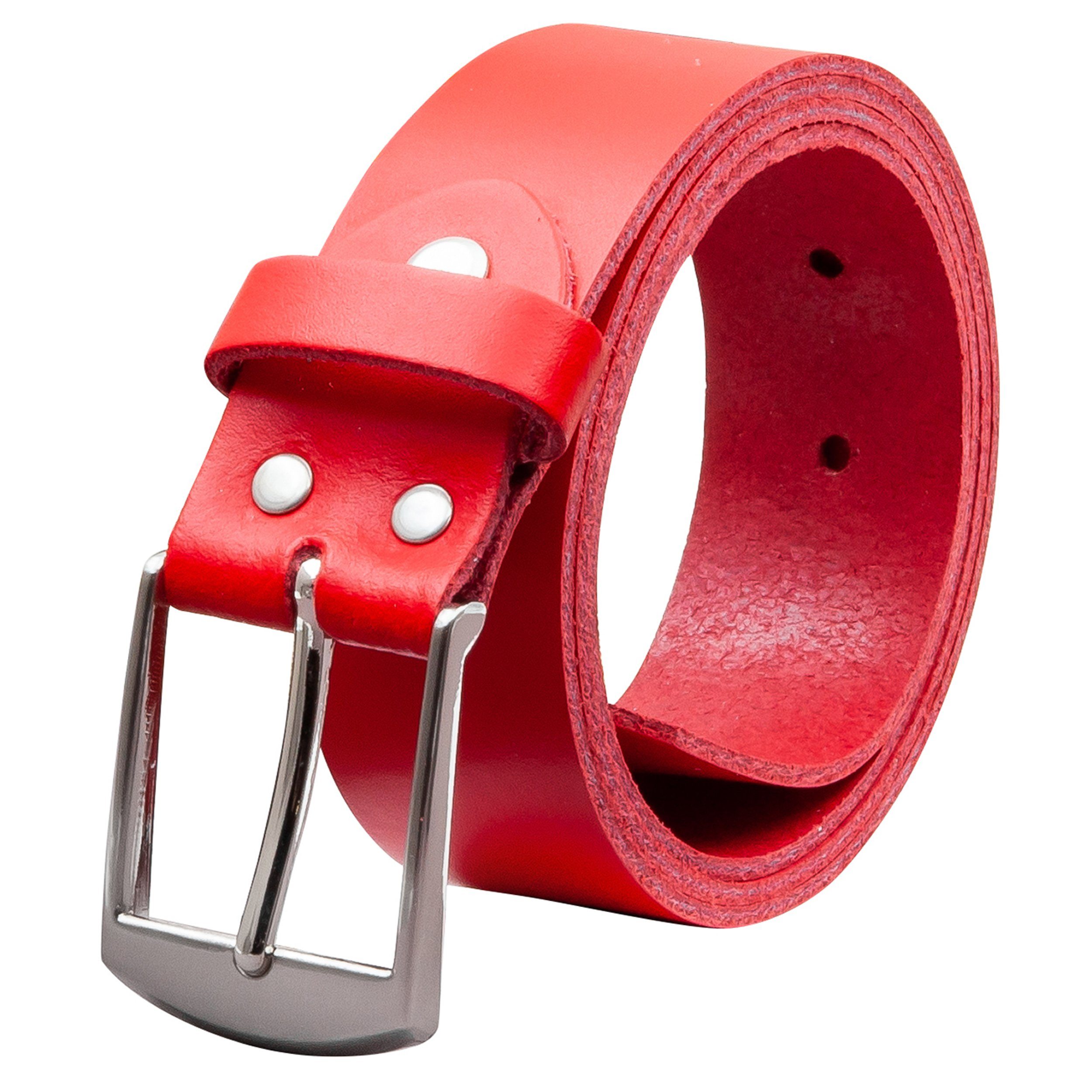 COLOGNEBELT Ledergürtel OM49-SL-Rot MADE IN GERMANY, Rot Kürzbar, 100 % Echtleder, Aus einem Stück, Unisex