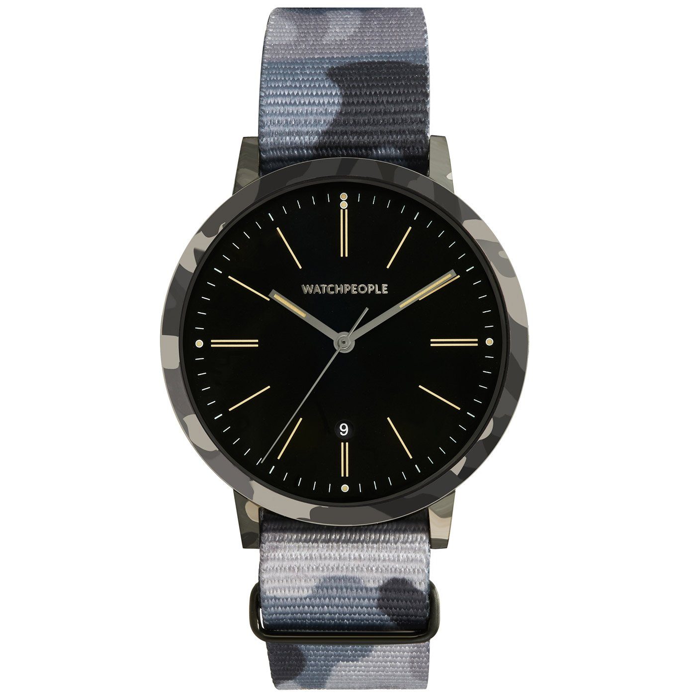 Watchpeople Quarzuhr Hidden Camouflage WP 045-01, flach, Datumsanzeige, easy release Band