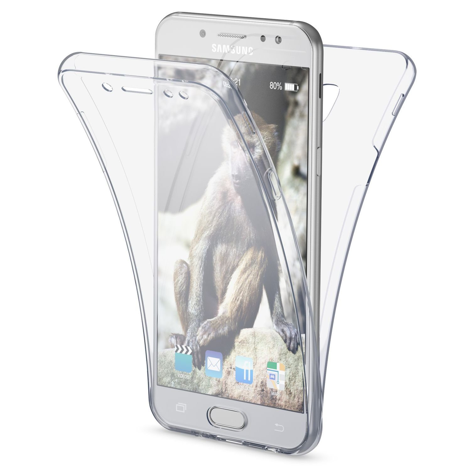 Nalia Smartphone-Hülle Samsung Galaxy J7 (2017), Klare 360 Grad Silikon  Hülle / Rundumschutz Vorder- und Rückseite / Transparent / Komplettschutz /  Vergilbungsfrei / Kratzfest / Durchsichtige Displayschutz Schutzhülle /  Full-Body Case / Vorne & Hinten ...