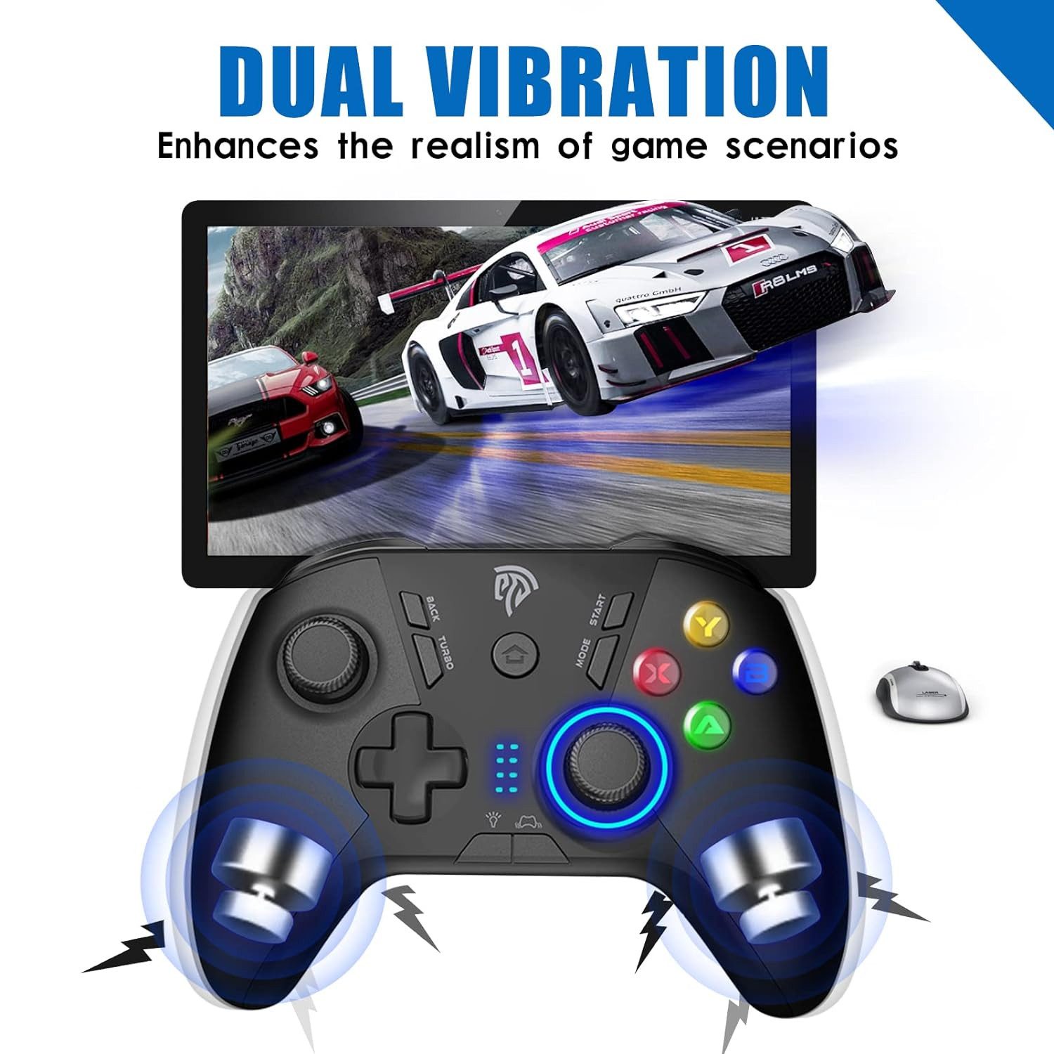 EasySMX 2.4G Wireless Controller Gamepad, einstellbare LED Wireless-Controller