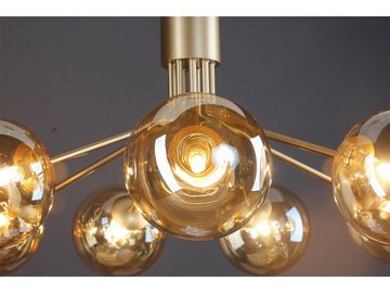 meineWunschleuchte LED Pendelleuchte, Dimmfunktion, LED wechselbar, Warmweiß, ausgefallene Bauhaus für über Esstisch hängend, 9x Glas-kugel Gold-en