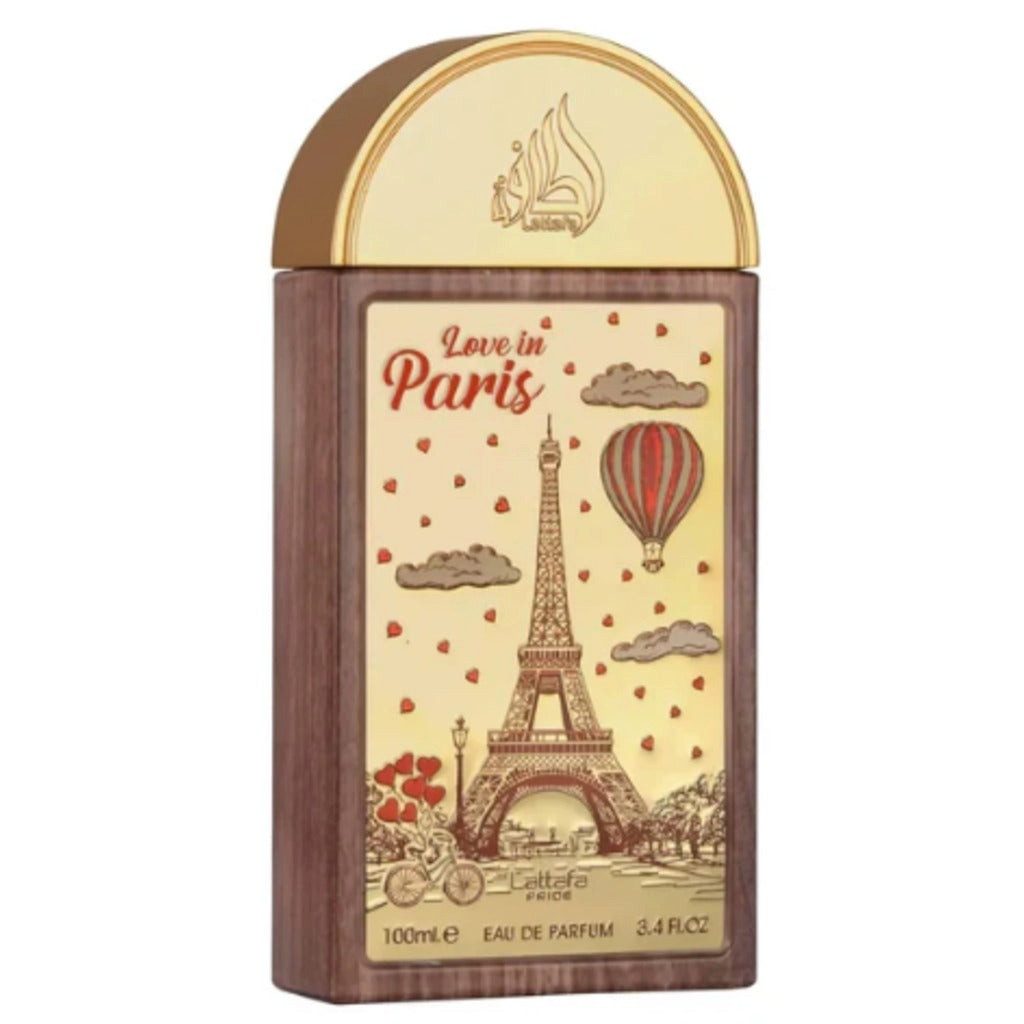 Lattafa Pride Duft-Set Love in Paris EDP – Orientalisch Blumig + Parfümzerstäuber (leer)