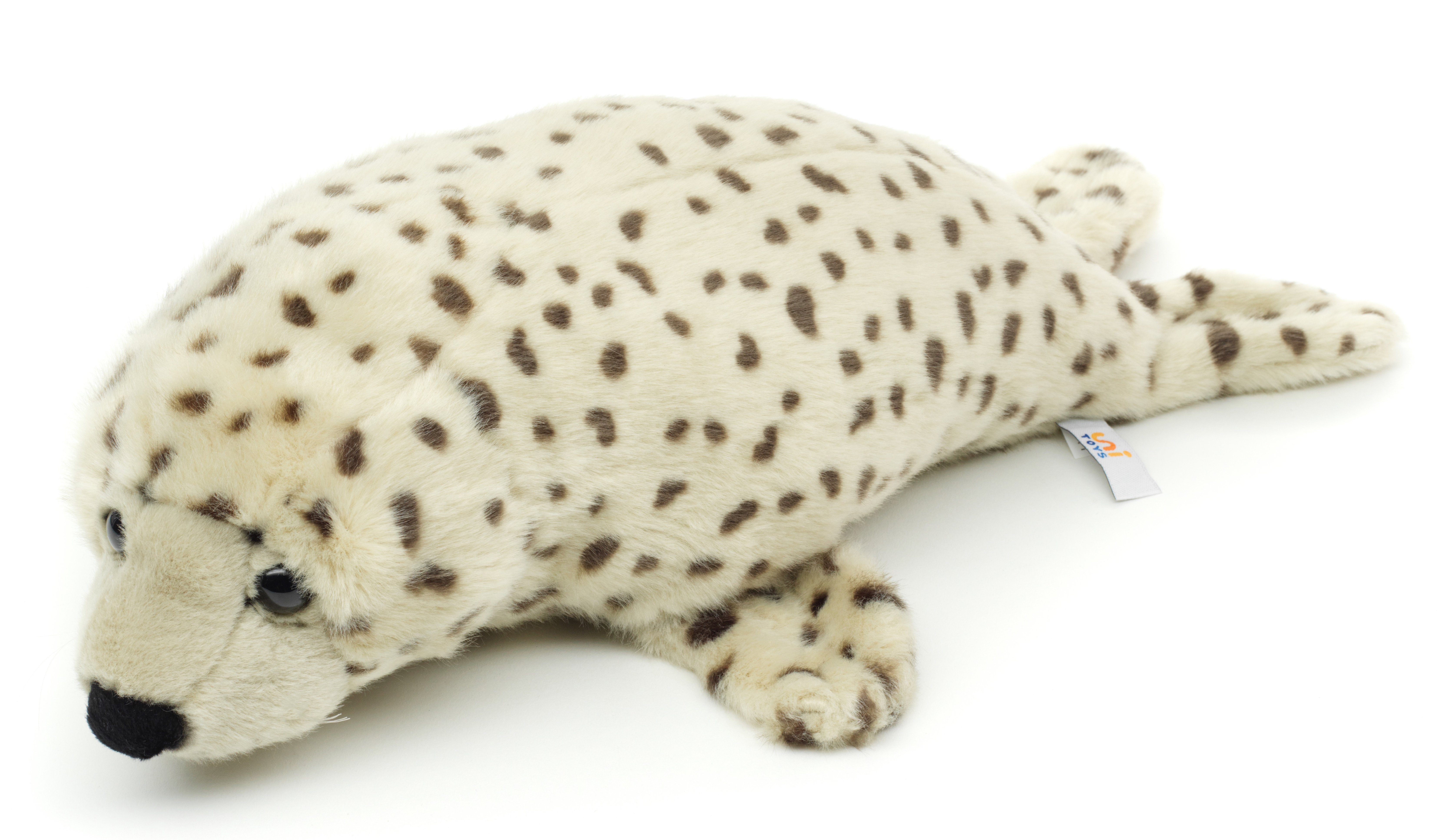 Uni-Toys Kuscheltier Seehund grau-gepunktet - verschied. Größen - Plüsch-Robbe, Plüschtier, zu 100 % recyceltes Füllmaterial