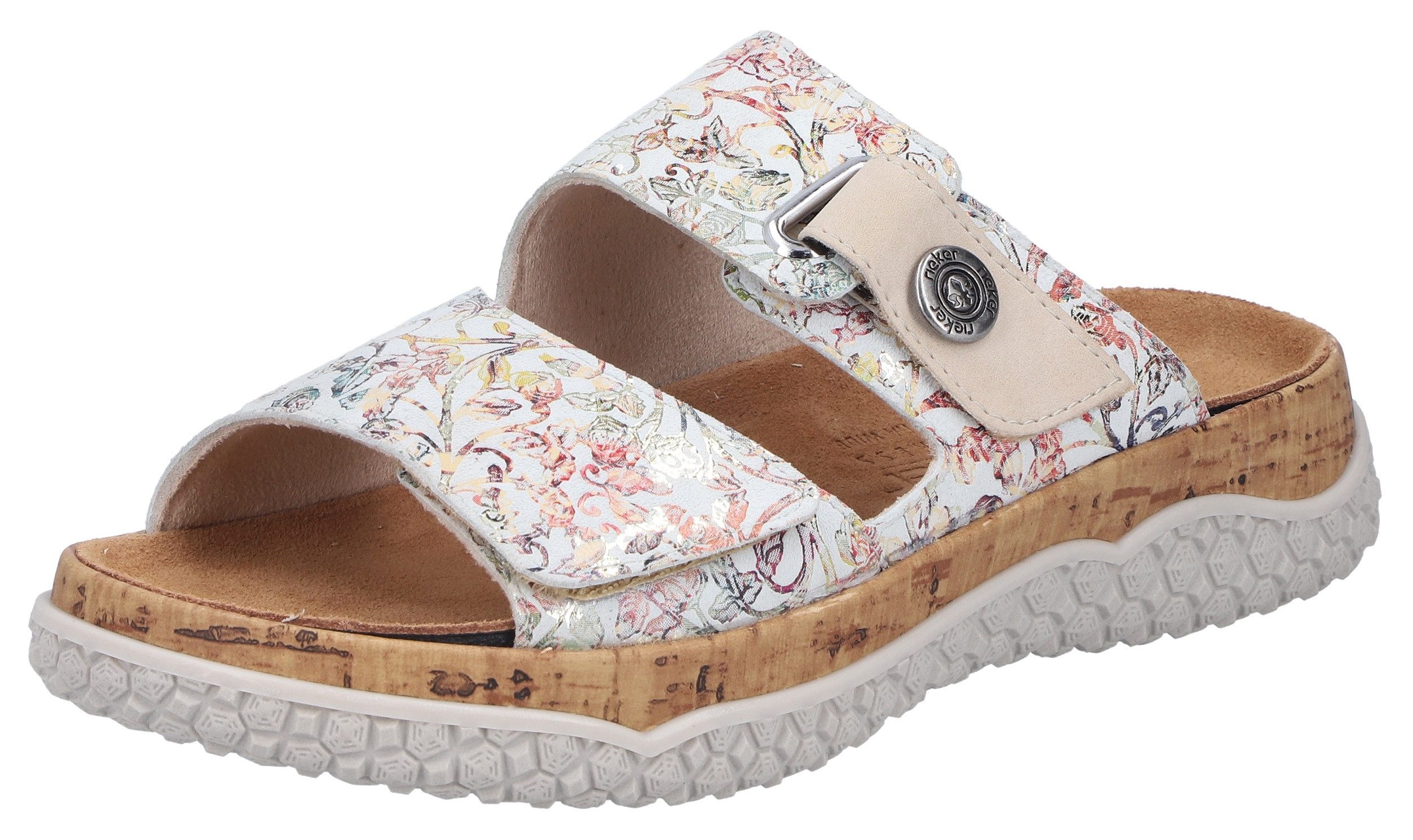 Rieker Pantolette Sommerschuh, Schlupfschuh, Hausschuh mit Klettriemchen