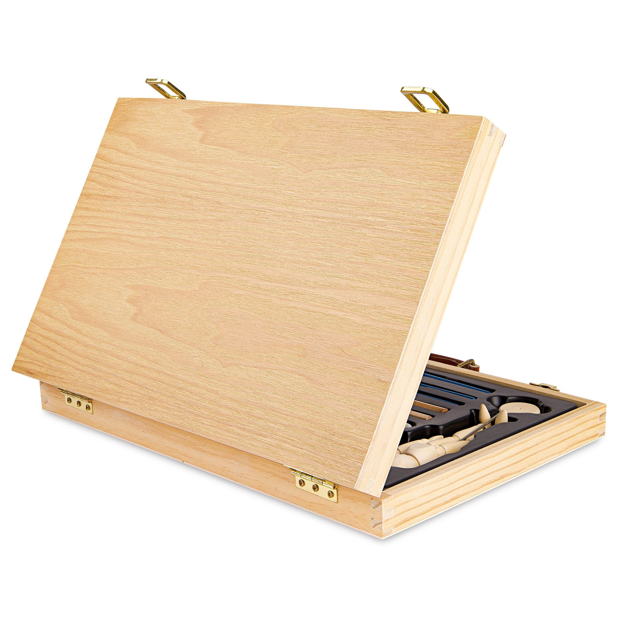 Artina Kreativset 45tlg Malset Leonardo Malkoffer Set, 45tlg., Zeichen Set Malset in Holz Malkasten – Künstlerkoffer inkl. Buntstifte – Bild 4 von 5
