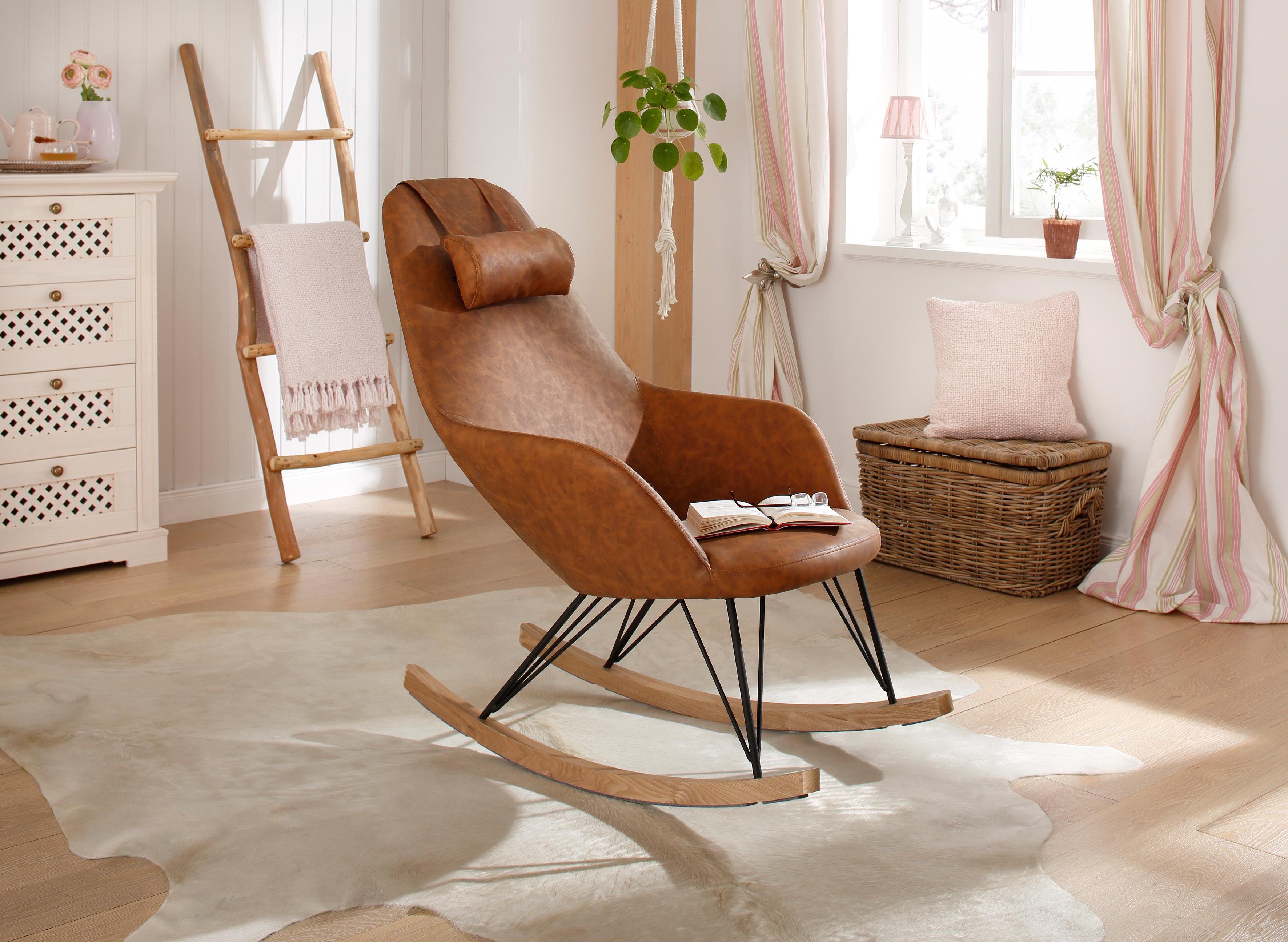 Home affaire »Nashville« Schaukelstuhl, Stahlbeine mit Holzkufen, moderne Optik, Korpus gepolstert - Home affaire