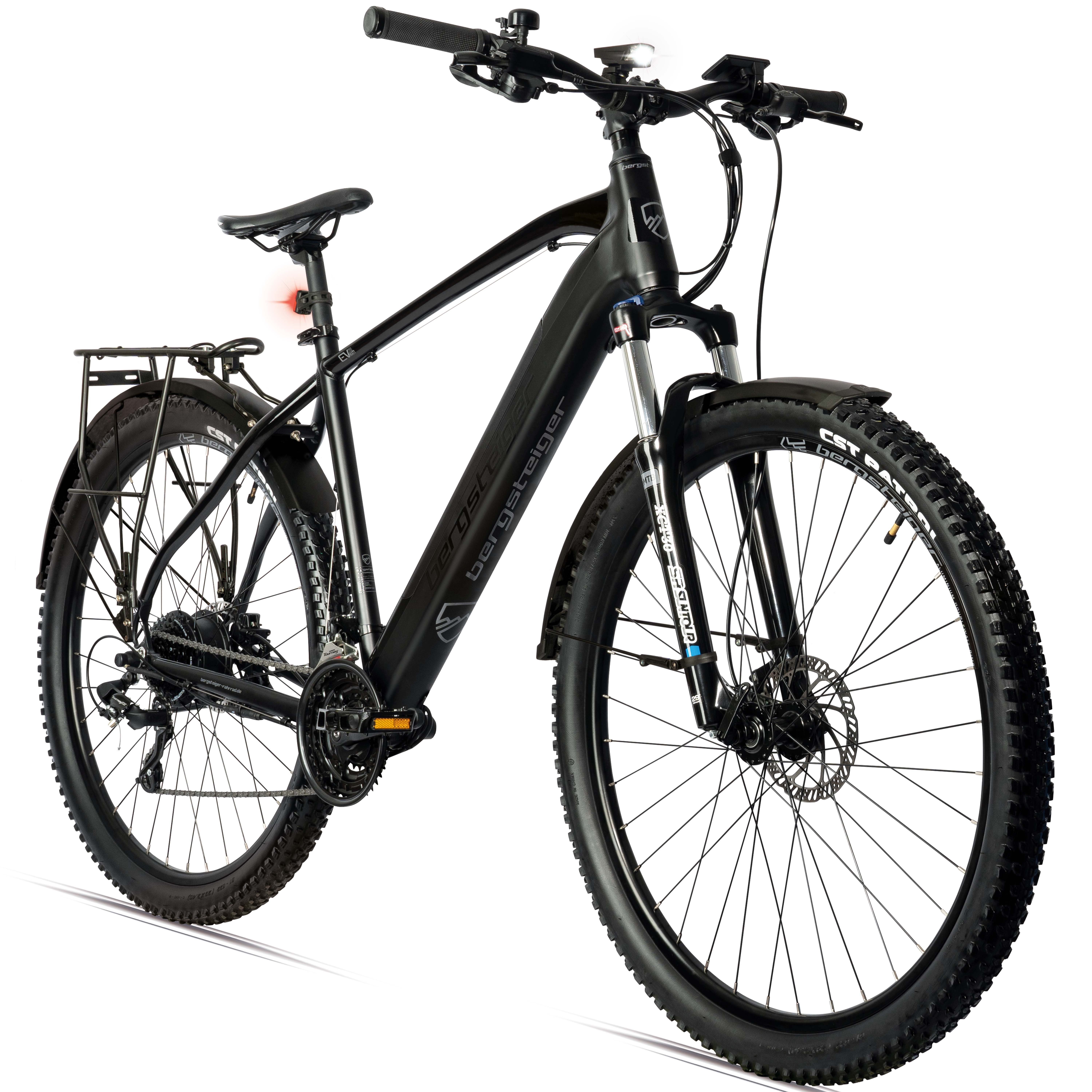 bergsteiger E-Bike Mountainbike Cannock mit 250 Watt Motor, 36V 10.4Ah & 12Ah Akku, Damen, Herren, 24 Gang, Kettenschaltung, Heckmotor, Hydraulikbremsen