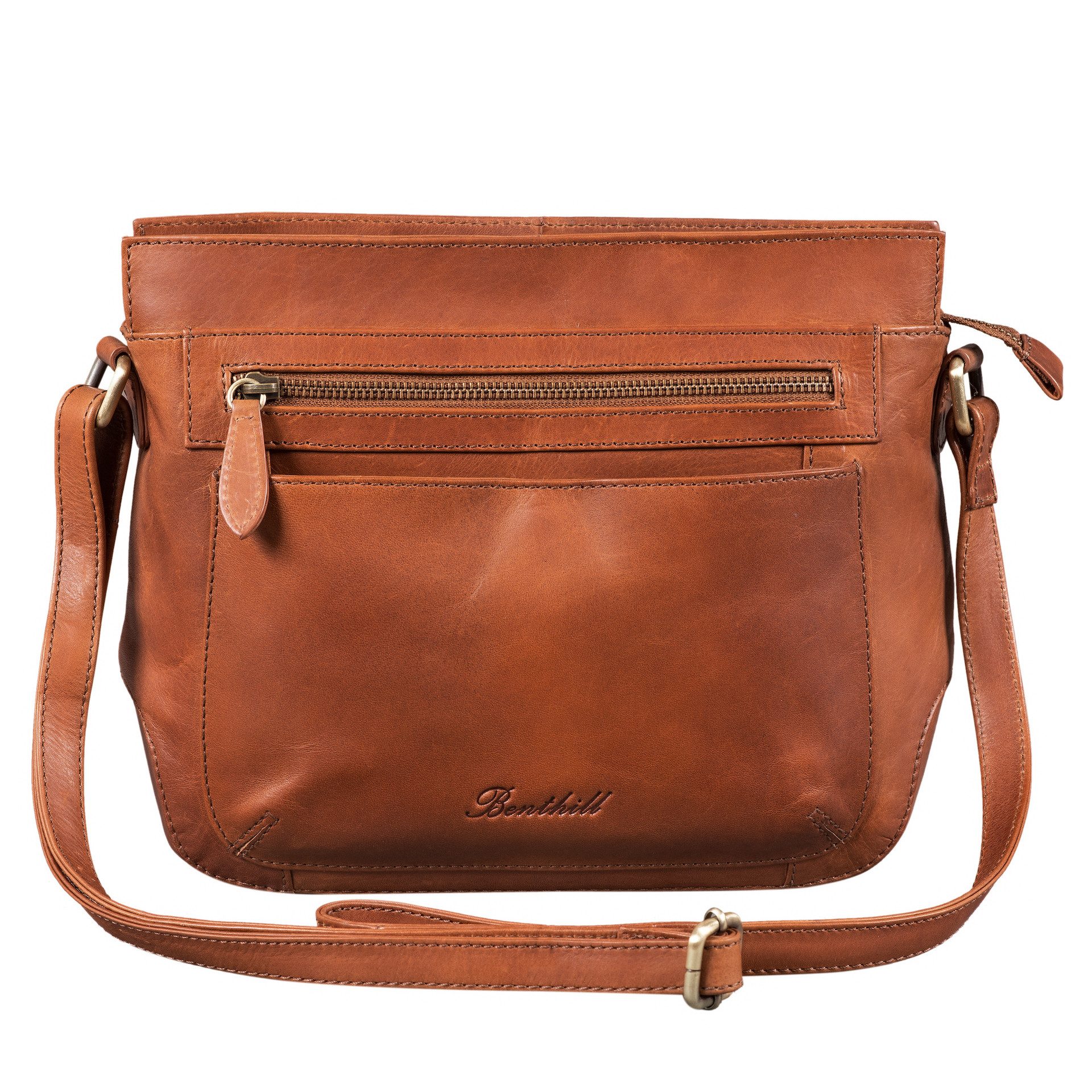 Benthill Umhängetasche Damen Echt Leder Handtasche Vintage Umhängetasche Bag Shopper Frauen, Schultergurt / Umhängegurt Reißverschlussfach – Bild 2 von 5