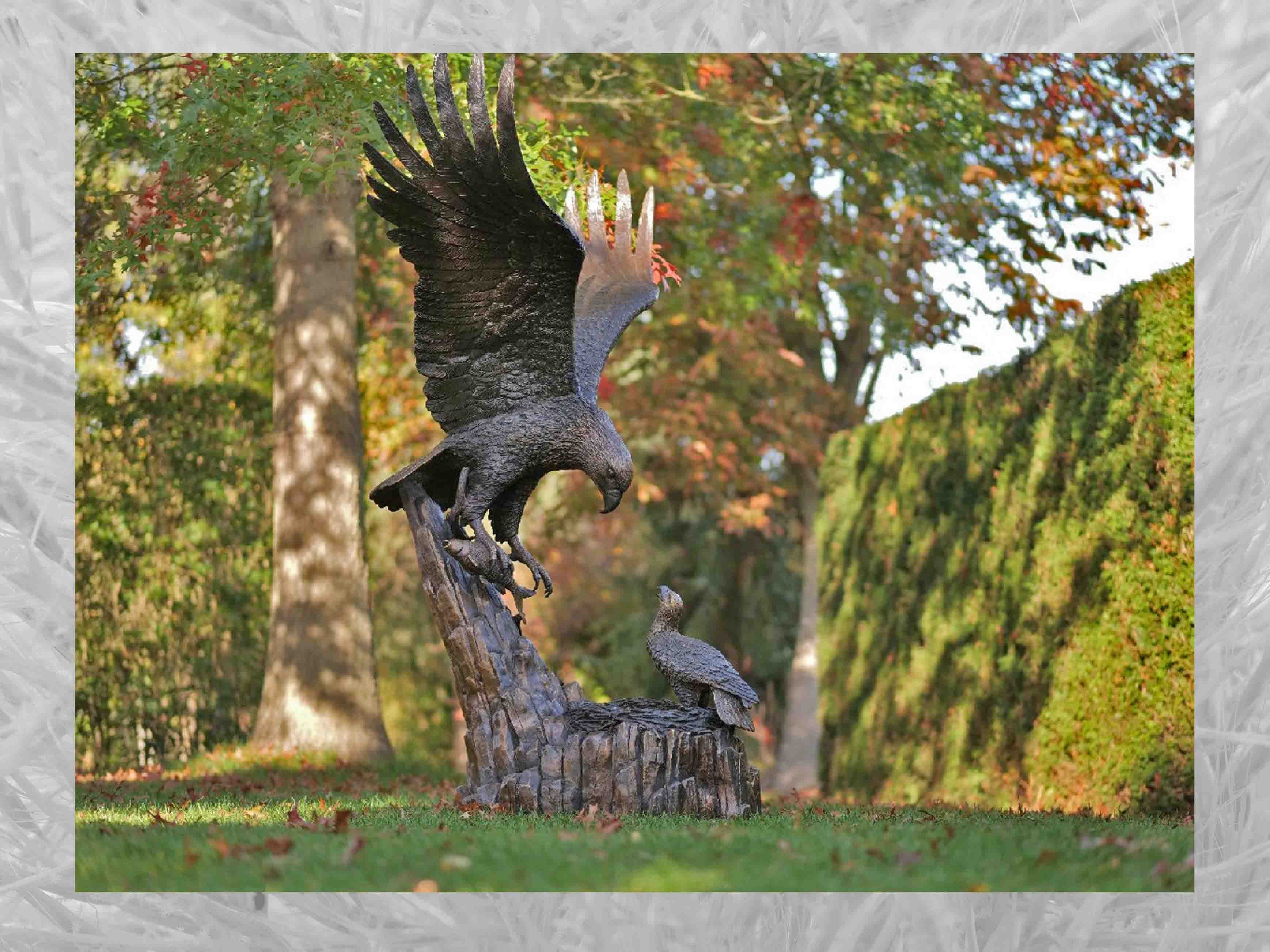 IDYL Gartenfigur IDYL Bronze-Skulptur Adler und Nest, Bronze