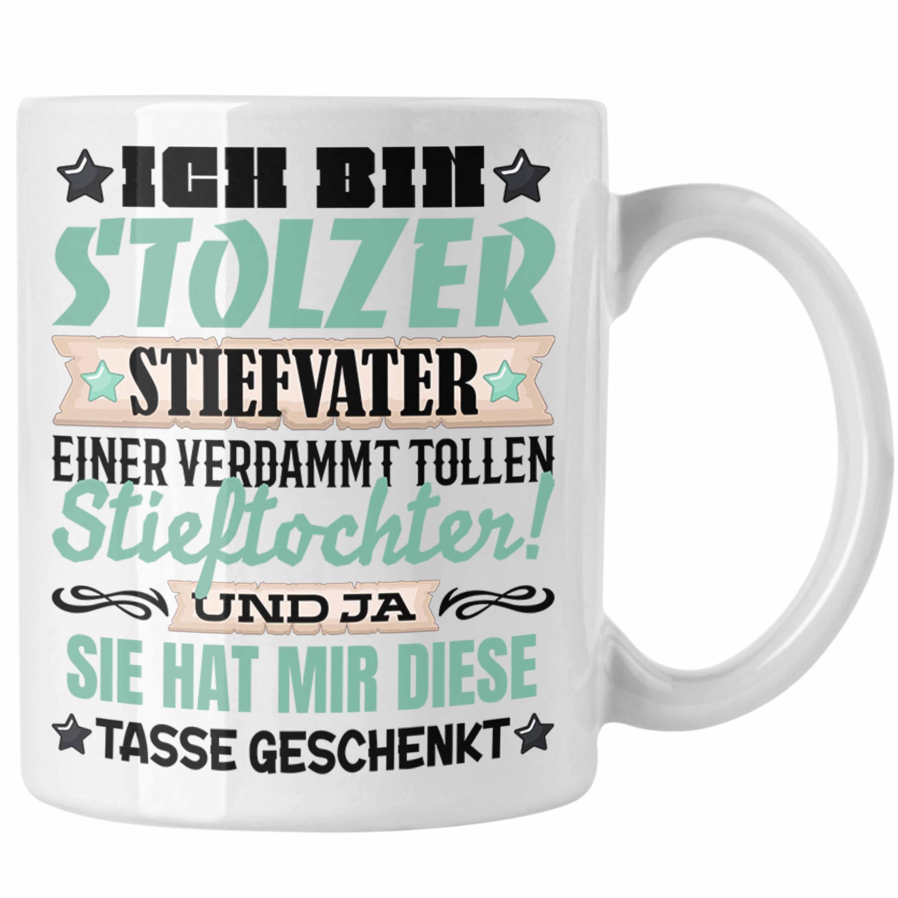 Trendation Tasse Stiefvater Tasse Geschenk Stiefpapa Geschenkidee von Tochter Stieftoc Weiss