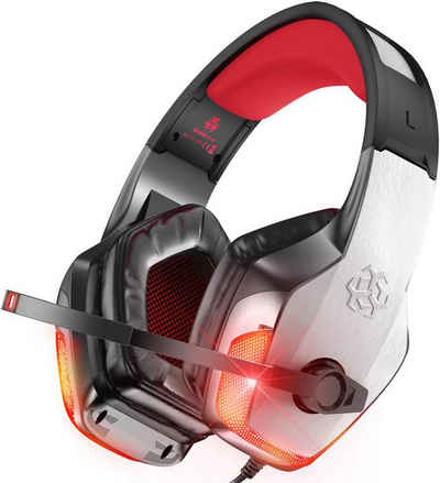 HYTIREBY Gaming Headset für Xbox / PS5 / PC Gaming-Headset (Kopfhörer Mikrofon, LED-Licht Bass Surround Soft Memory Ohrenschützer)