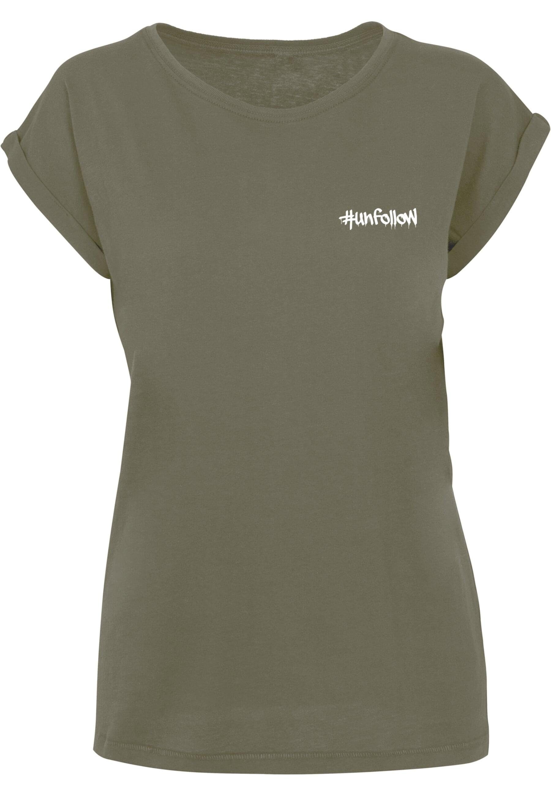 Merchcode T-Shirt Damen Ladies Unfollow Extended Shoulder Tee (1-tlg) olive