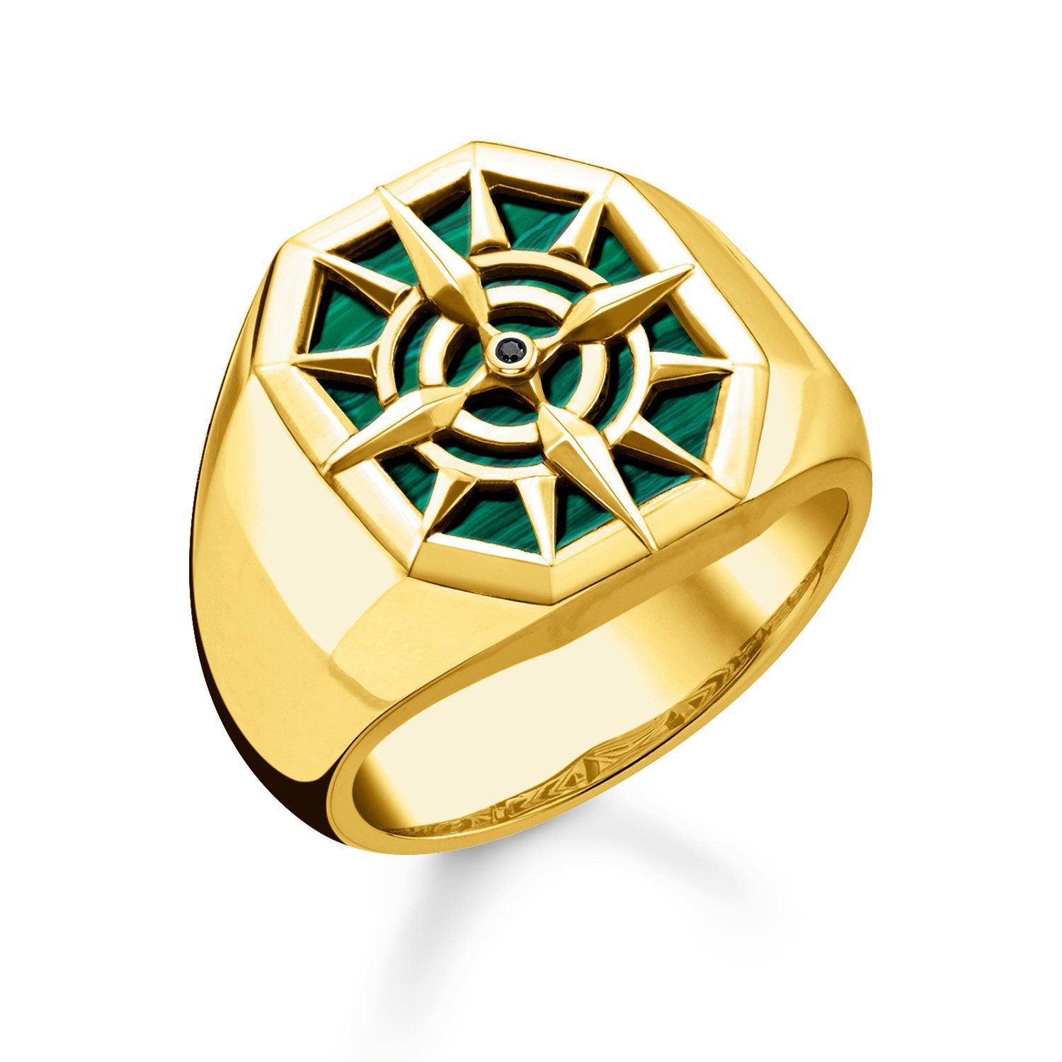 THOMAS SABO Siegelring Kompass Goldfarben/Grün