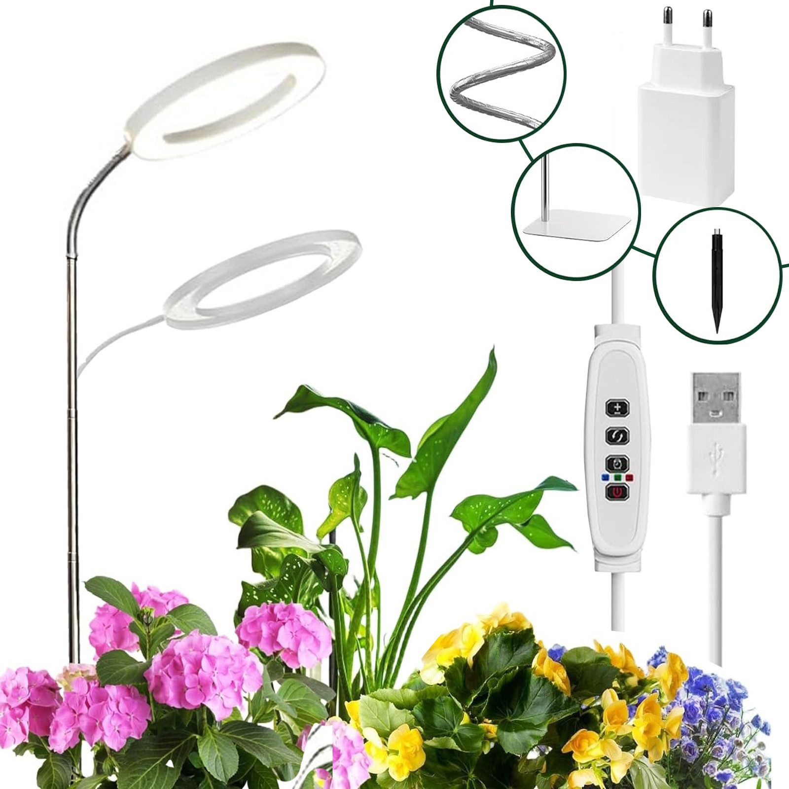 Jibenhome Pflanzenlampe LED Vollspektrum Pflanzenlicht 3/9/12H Timer, 72 LE günstig online kaufen