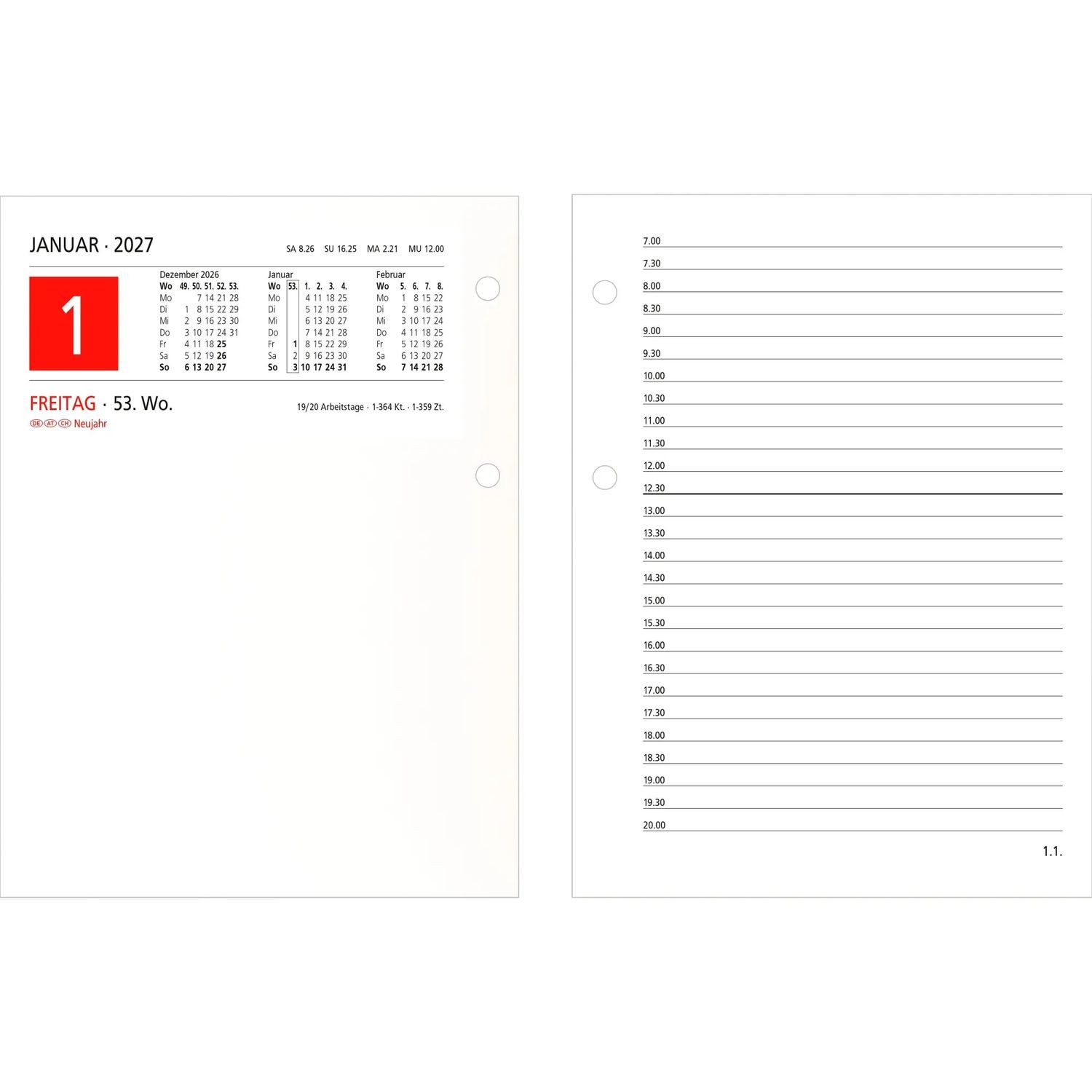 NEUMANN Schreibtischkalender Umlegkalender 1T/2S 10,5x14,2 2027