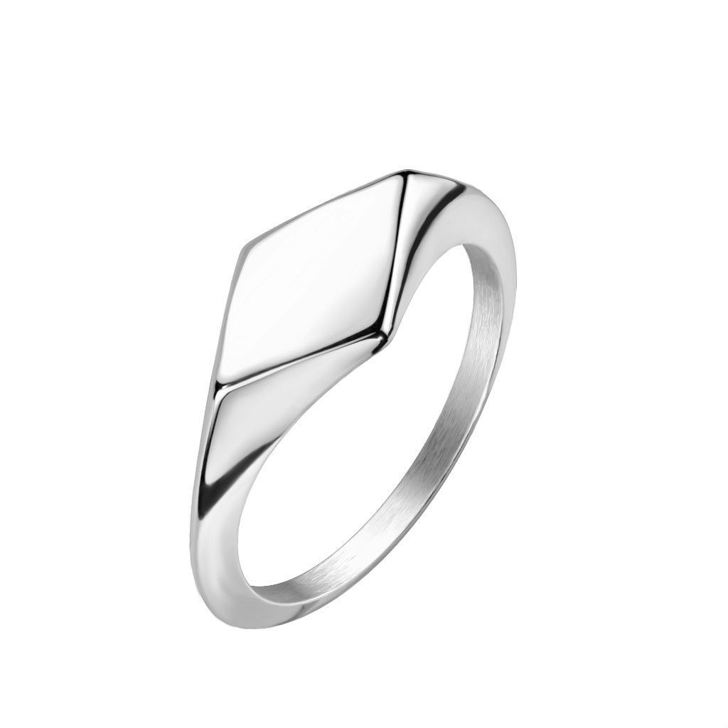 BUNGSA Fingerring 54 (17.2) Ring klassischer Siegelring Raute silber Edelstahl Unisex (Ring, 1-tlg), Damen Herren