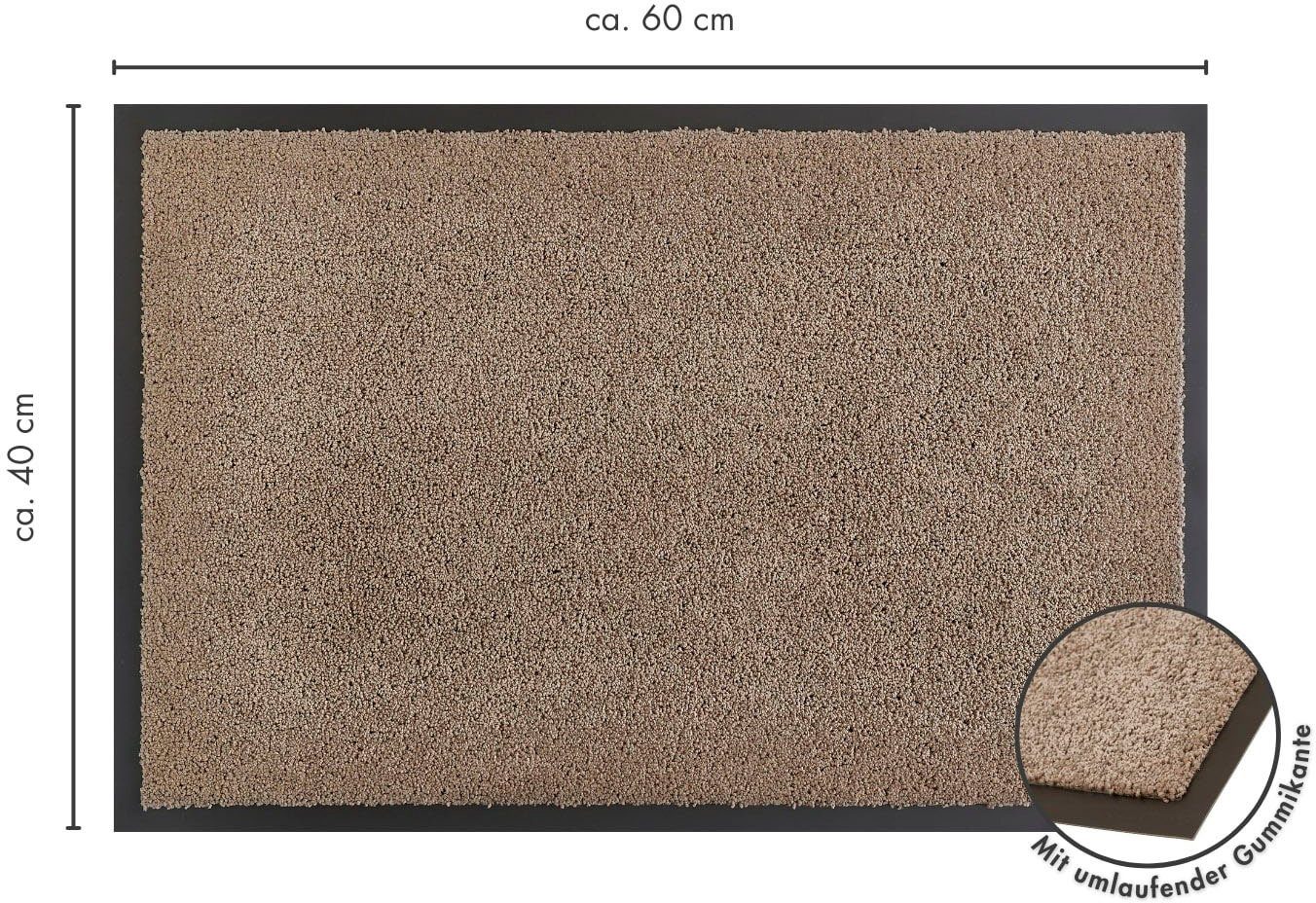 6 Fußmatte geeignet, waschbar Andiamo, auch mm, Schmutzfangmatte, Höhe: überdachten Außenbereich rechteckig, für taupe Verdi,