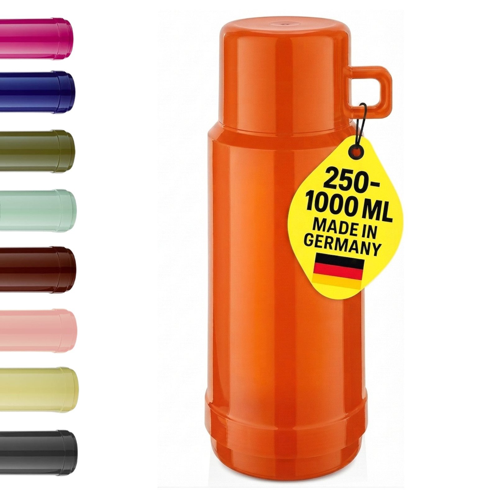 ROTPUNKT Thermoflasche 1L Isolierflasche JESPER-604, 24h heiß / 36h kalt – BPA-frei – mit Becher – Made in Germany