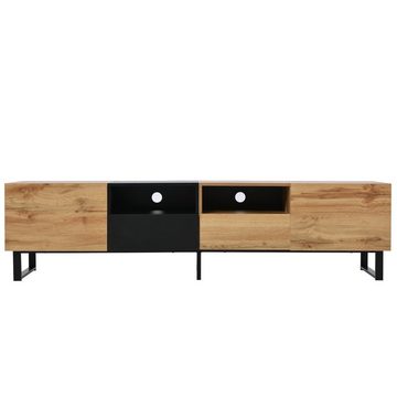 Merax Lowboard Wildeiche TV-Board mit vier Schubkästen, Fernsehtisch, TV-Schrank Vintage Industrial, aus Holz, Breite 190cm