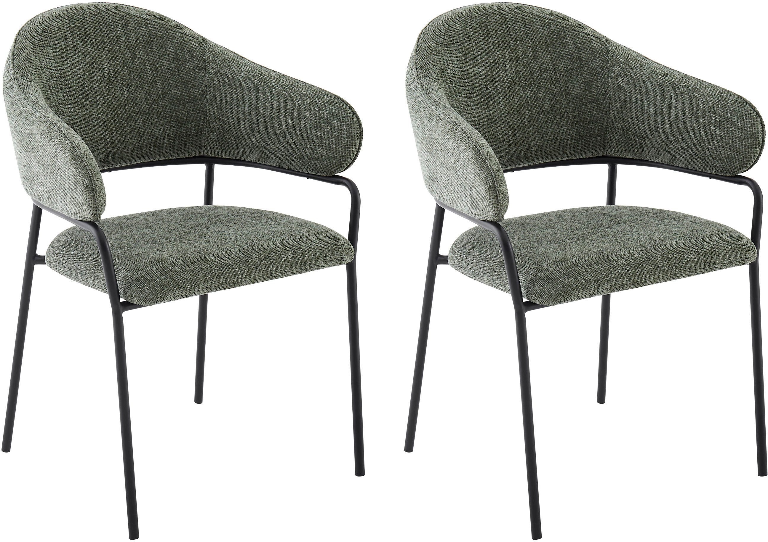 byLIVING Esszimmerstuhl Curve (Set, 2 St), moderner Stoff Stuhl mit gemütlichem Sitzkomfort, verschiedene Farben.