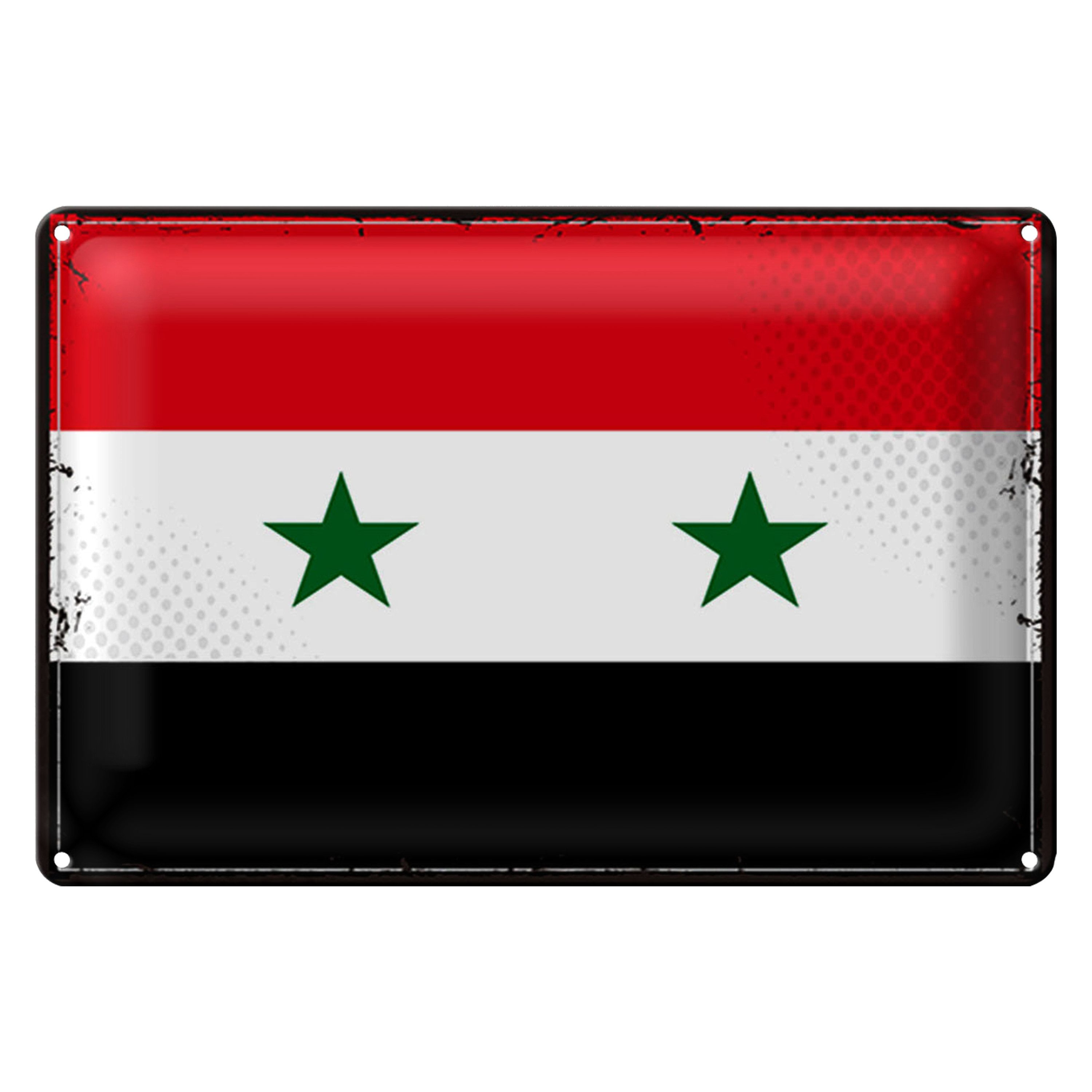 Roomando Metallschild Flagge Syrien 40x30cm Retro Flag of Syria
