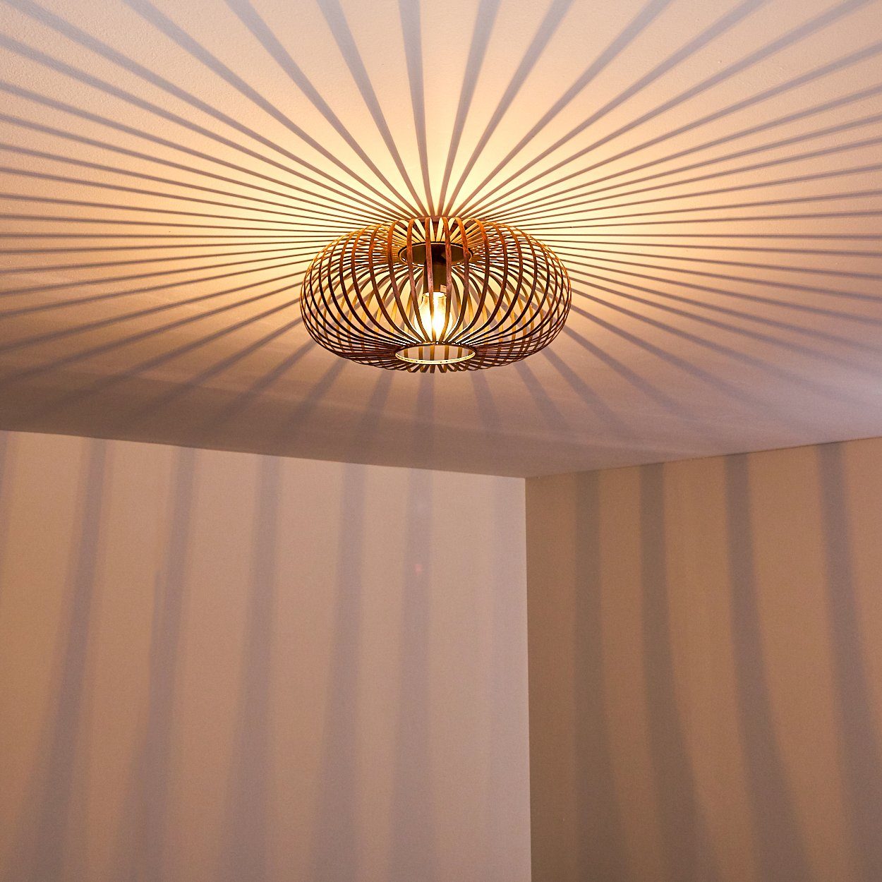 hofstein Deckenleuchte »Aidone« Deckenlampe aus Metall in Kupfer, ohne Leuchtmittel, E27, Spot m. Gitter u. Lichteffekt an der Decke