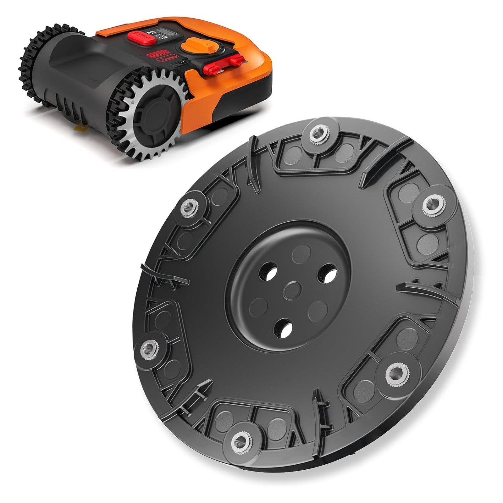 BlingBin Mährobotermesser Mähroboter Messerteller, Messerscheibe Rasenroboter Drehscheibe (1er Set, 1-St., 1 Stück), Für Worx S&M (bis BJ 2020), Landxcape, Kress & Einhell Mähroboter schwarz