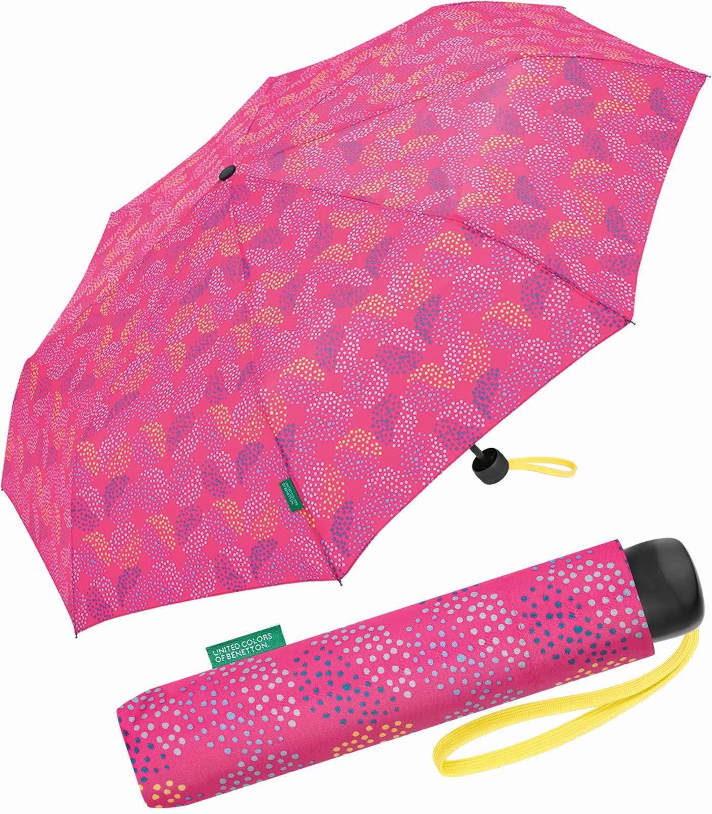 United Colors of Benetton Super modernem Dots fuchsia, - Punkte-Kreise-Muster Mini Taschenregenschirm mit Pop