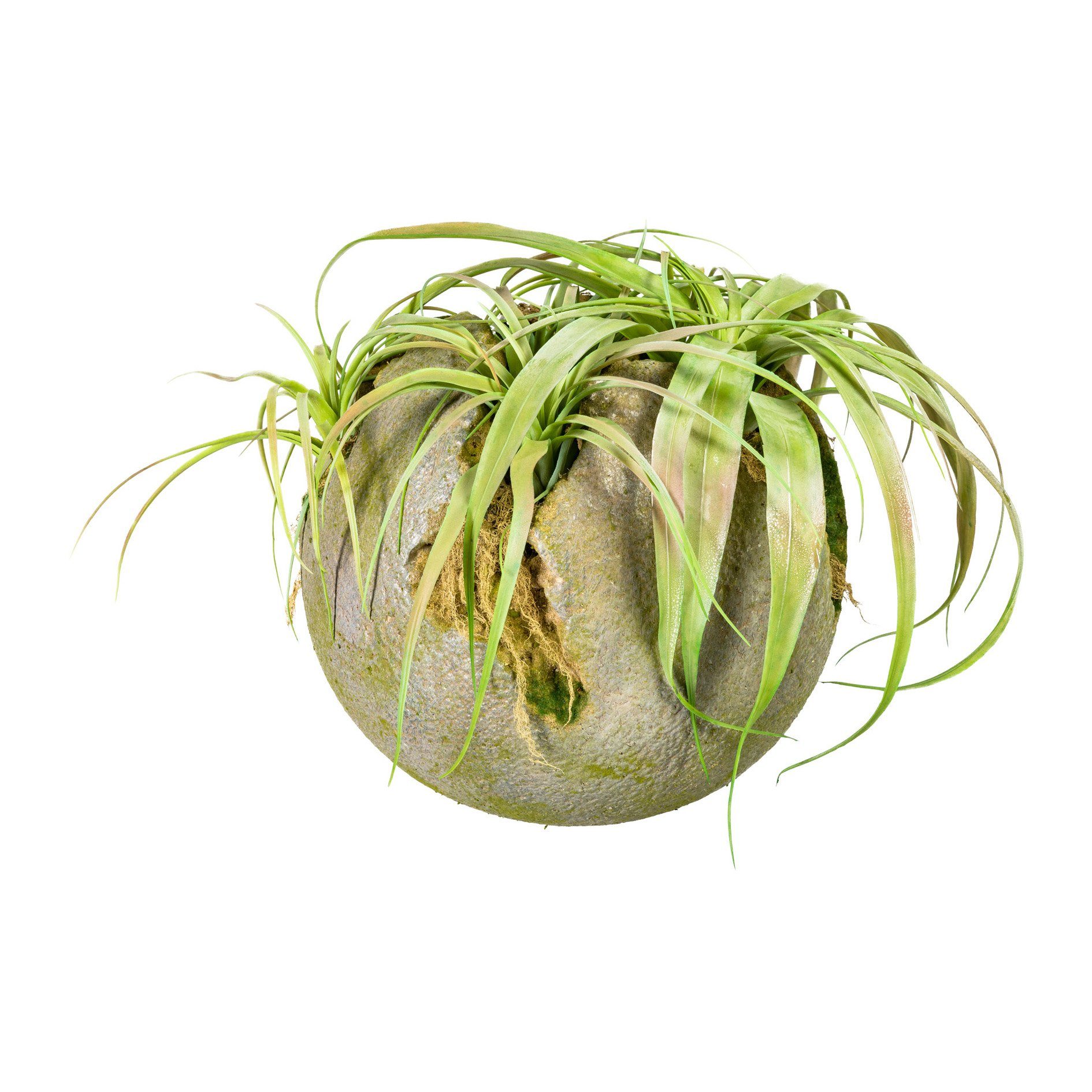 Kunstpflanze Tillandsia in Kunststeinkugel 30x45 cm