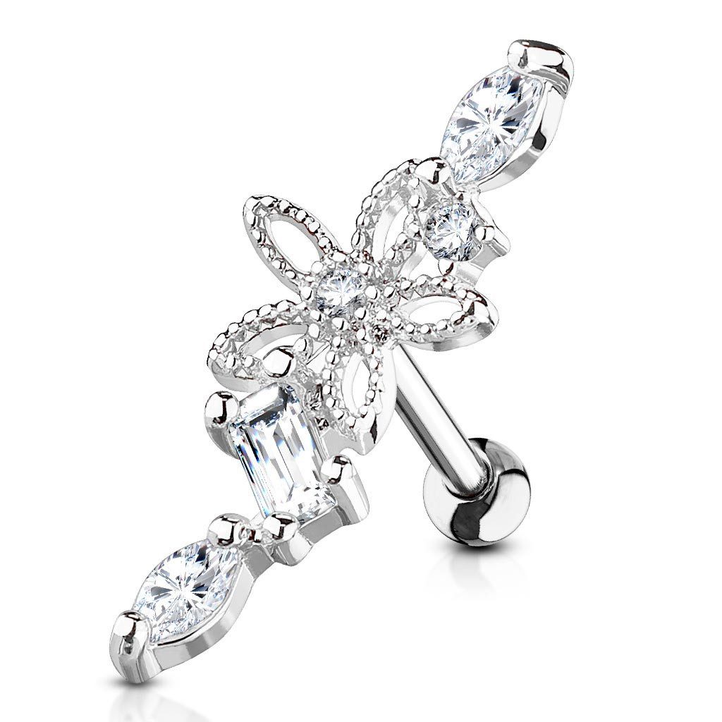 Order & Smile Schmuck Piercing-Set Helix Piercing Barbell Blume, pflegeleicht