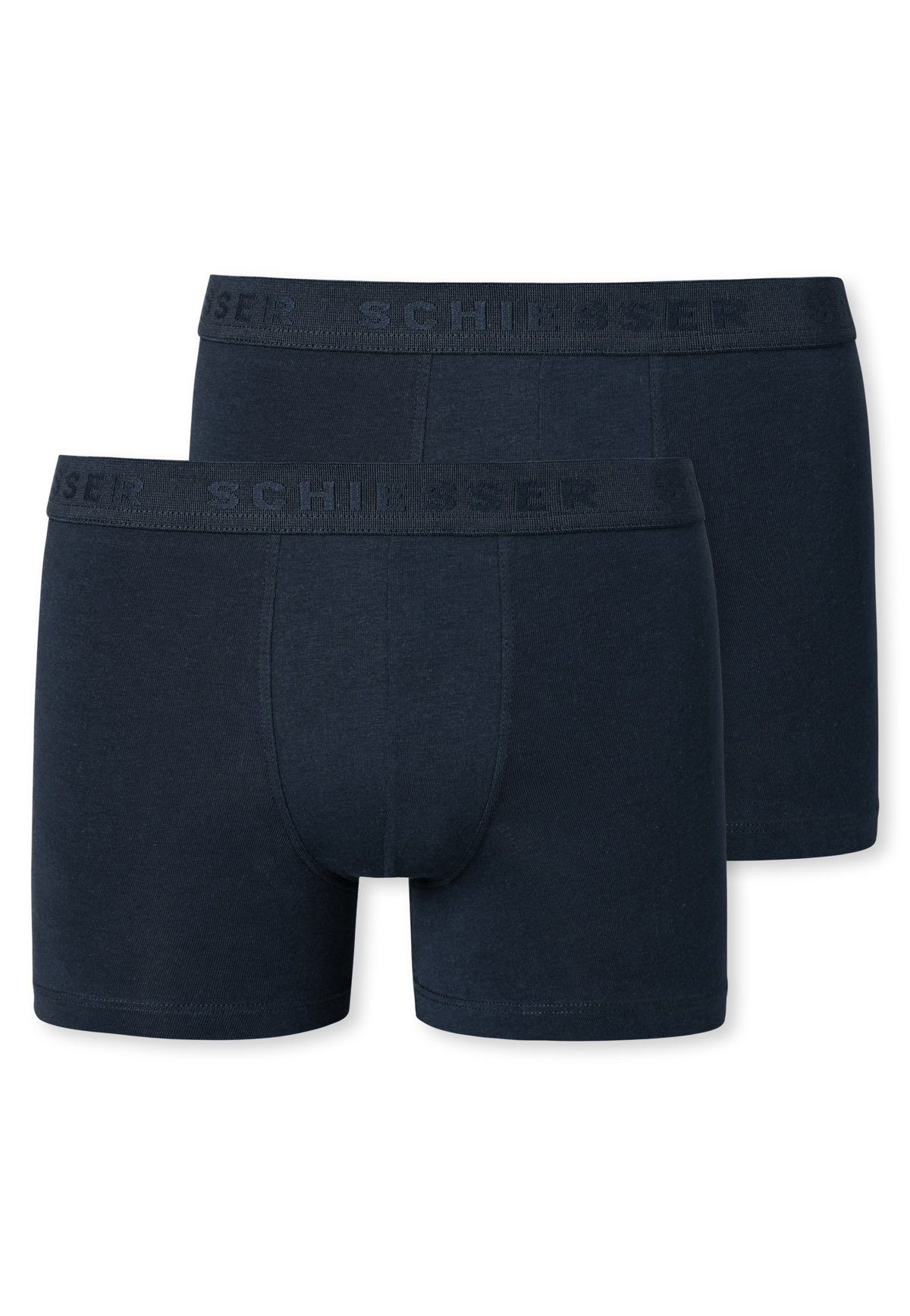 Dunkelblau - Jungen Serie Shorts einfarbig Boxer Schiesser 95/5, 2er Pack