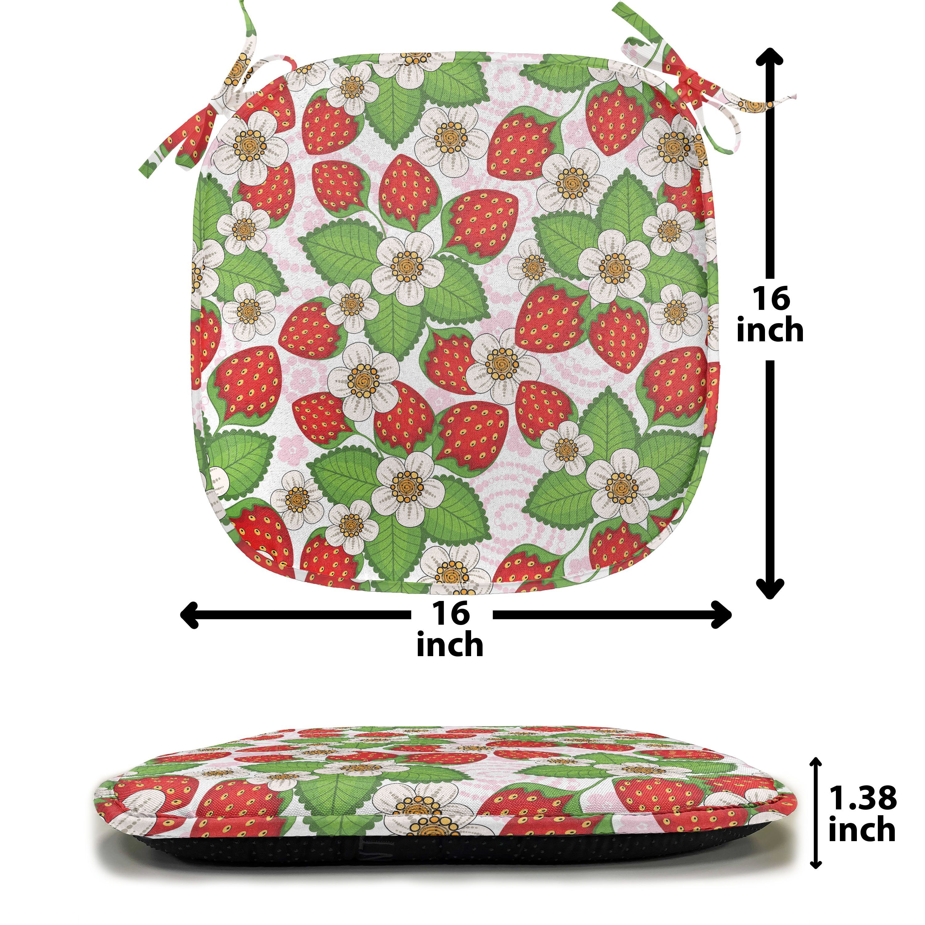 für mit Sommer wasserfestes Erdbeeren Abakuhaus Kissen Blumen Dekoratives Stuhlkissen Küchensitze, Riemen