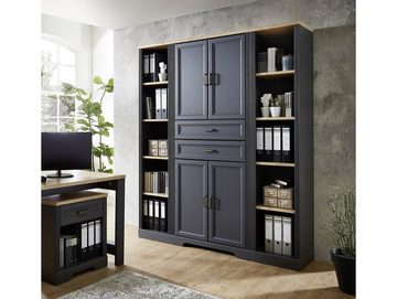 Moebel-Eins Bücherregal, JADY Büroschrank, 4 Türen + 2 Schubkästen, Material MDF/Dekorspanplatte