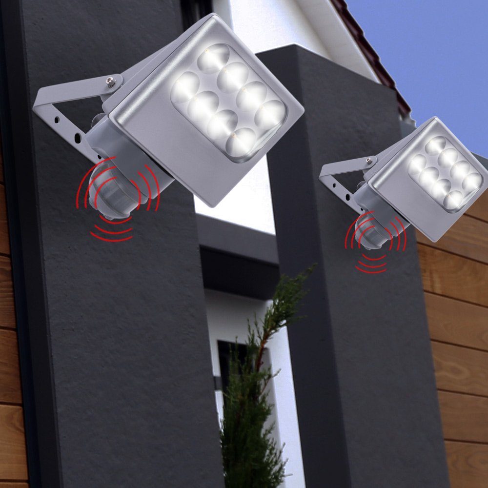 ECO-LIGHT LED Wandstrahler, LED-Leuchtmittel fest ALU LED verbaut, Außen Lampe Fassaden Neutralweiß, Wand Strahler Park Terrassen