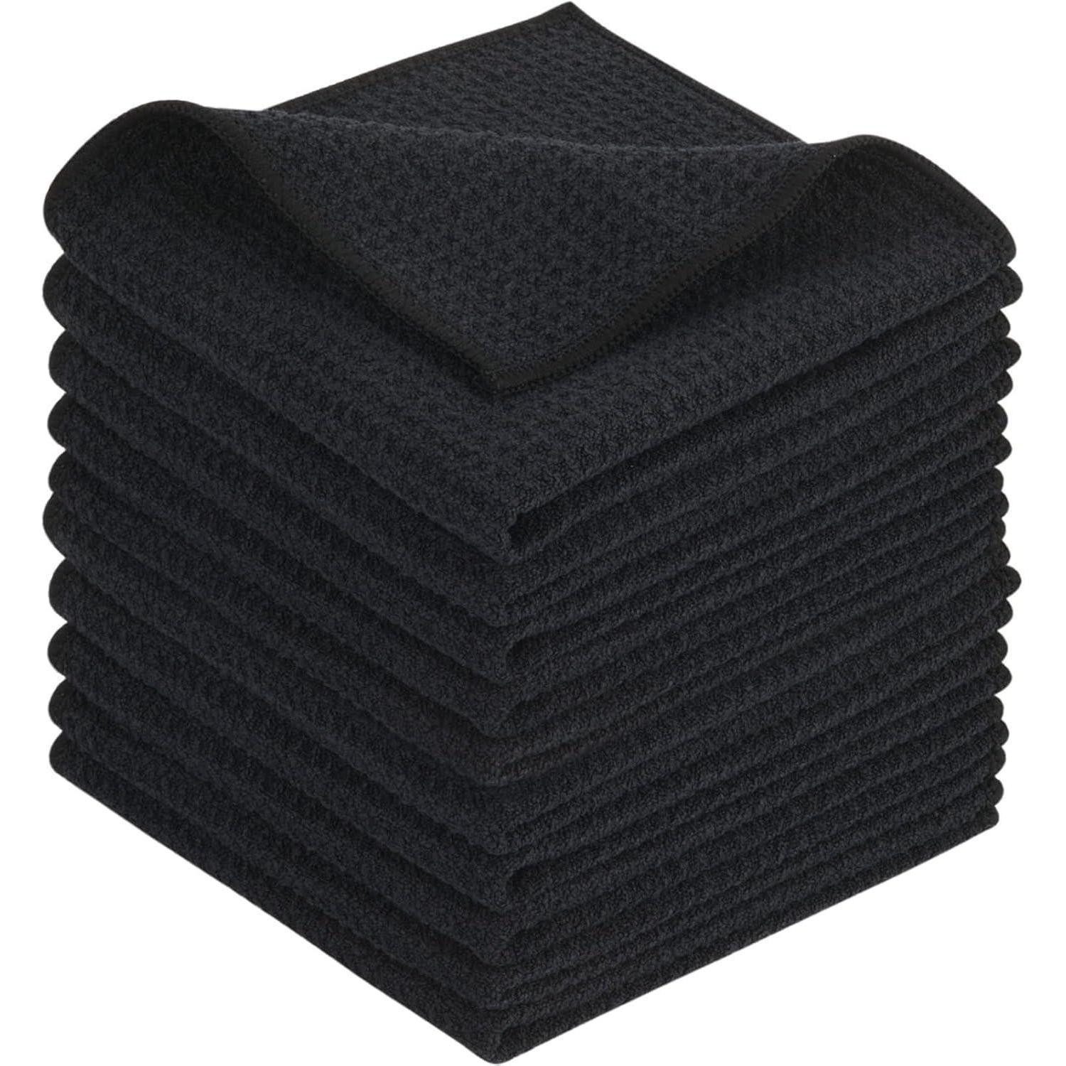LuxusKollektion Spüllappen schwarz Spültuch Waffeltuch Mikrofaser Fusselfrei 10 Stück Mikrofasertuch