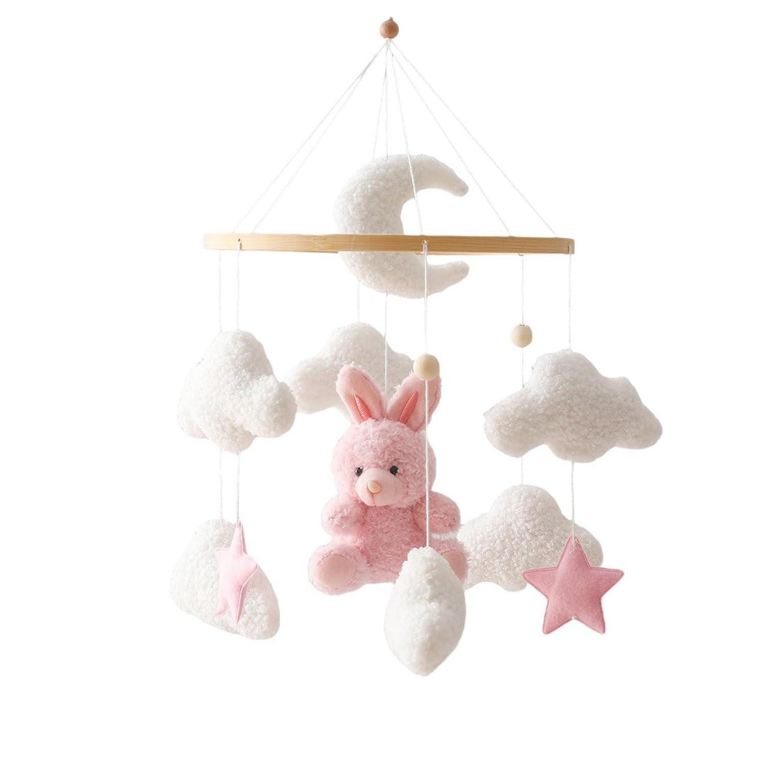 LuxusKollektion Mobile Mobile Babybett Windspiele 3D Bär Kaninchen Wolken Rosa Hase
