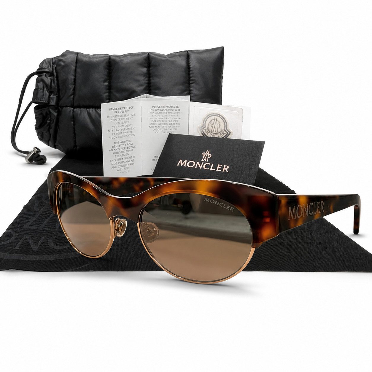MONCLER Sonnenbrille Designer Sonnenbrille Damen – Havanna/Braun inkl. Original Etui (2-St)